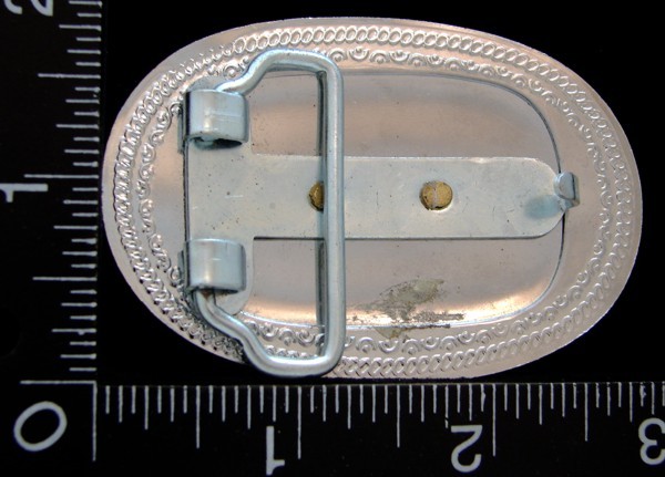 LH30160 *NOS* VINTAGE ***WESTERN WAGON*** OVAL SHAPE SILVERTONE BELT BUCKLE