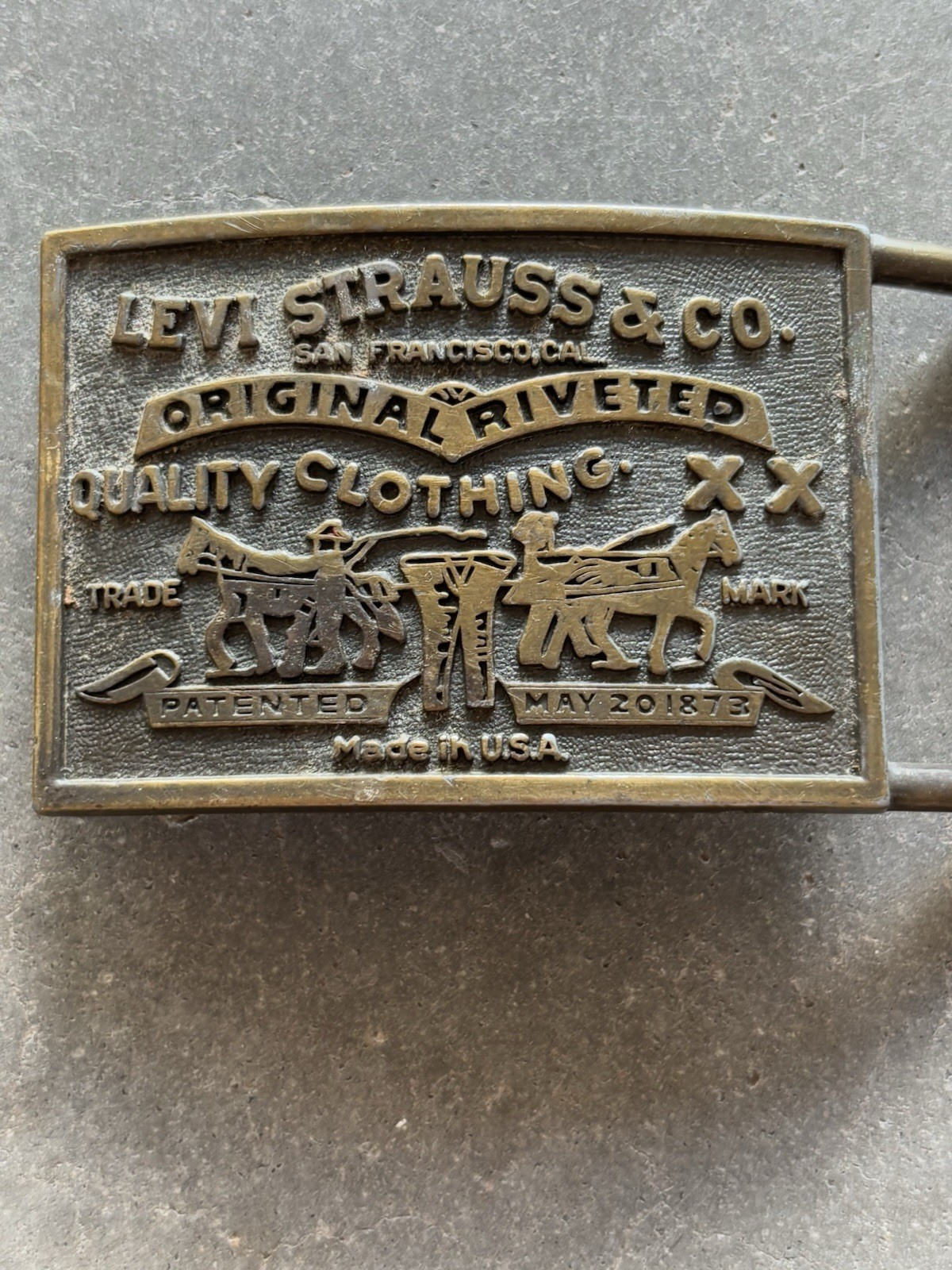 VIntage Levi’s Original Riveted Brass Belt Buckle 70s 80s XX Made In USA