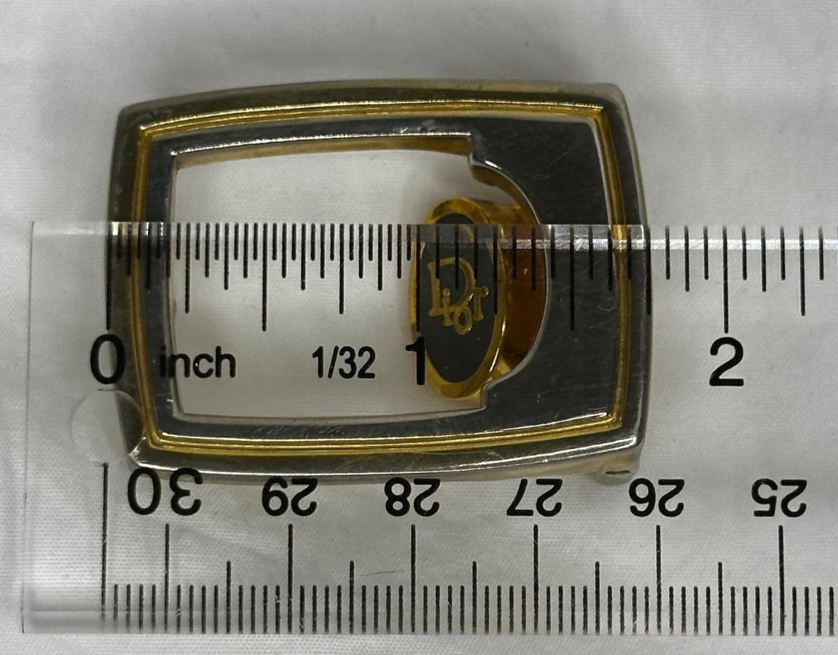 Vintage Christian Dior Belt Buckle silver Gold Tones Metal