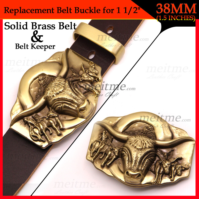 1 1/2 Belt Buckle Brass for men Vintage Works Buckles Pin Hippie Western DIY Lot
