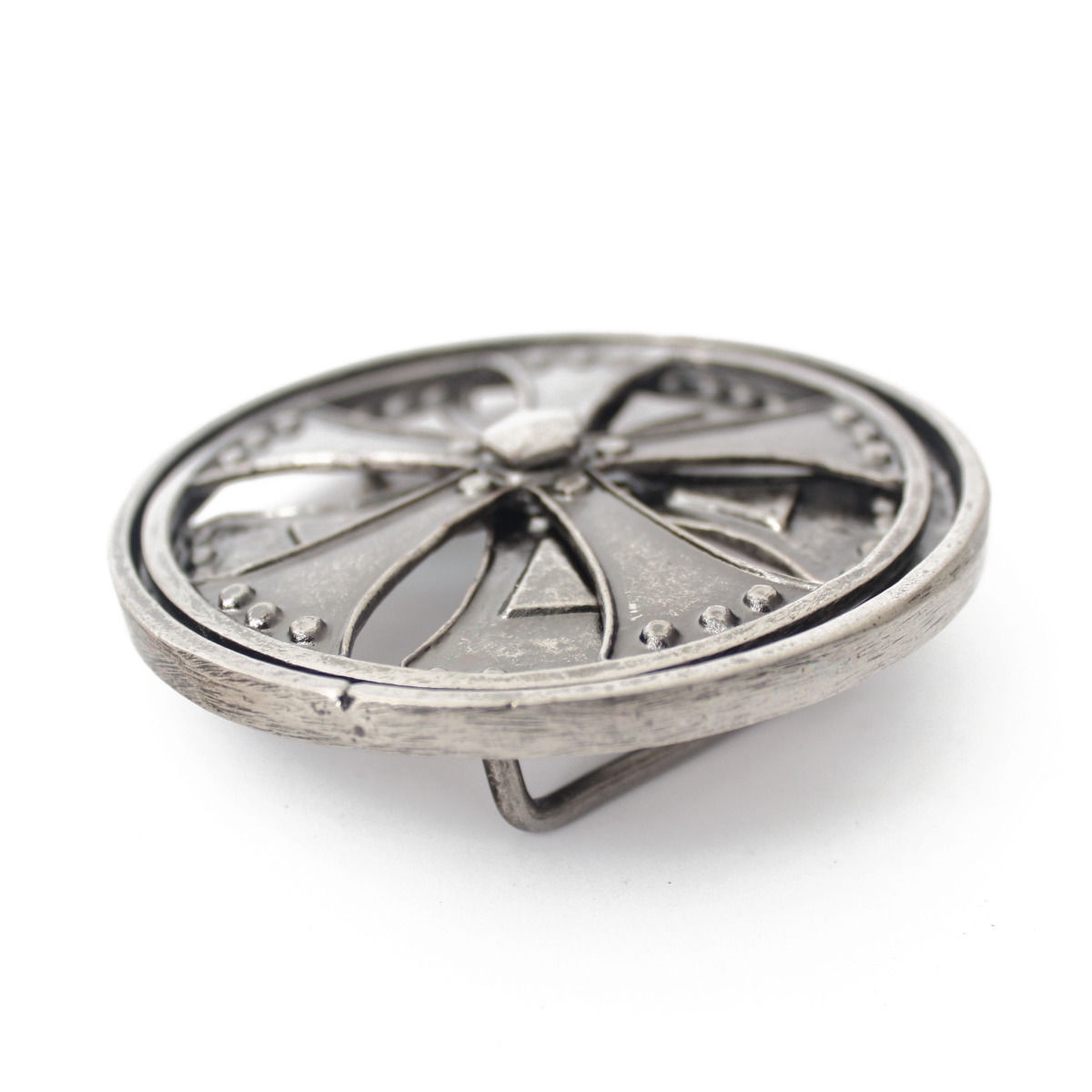 303-AN-SIL Men&rsquo;s Hip Hop Antique Silver Spinner Rim Rotating Axis Belt Buckle