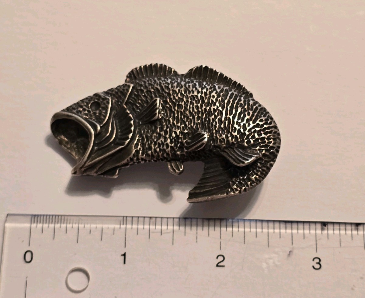 Largemouth Large Mouth Bass Sterling Silver 925 Belt Buckle Big Fish Detailed