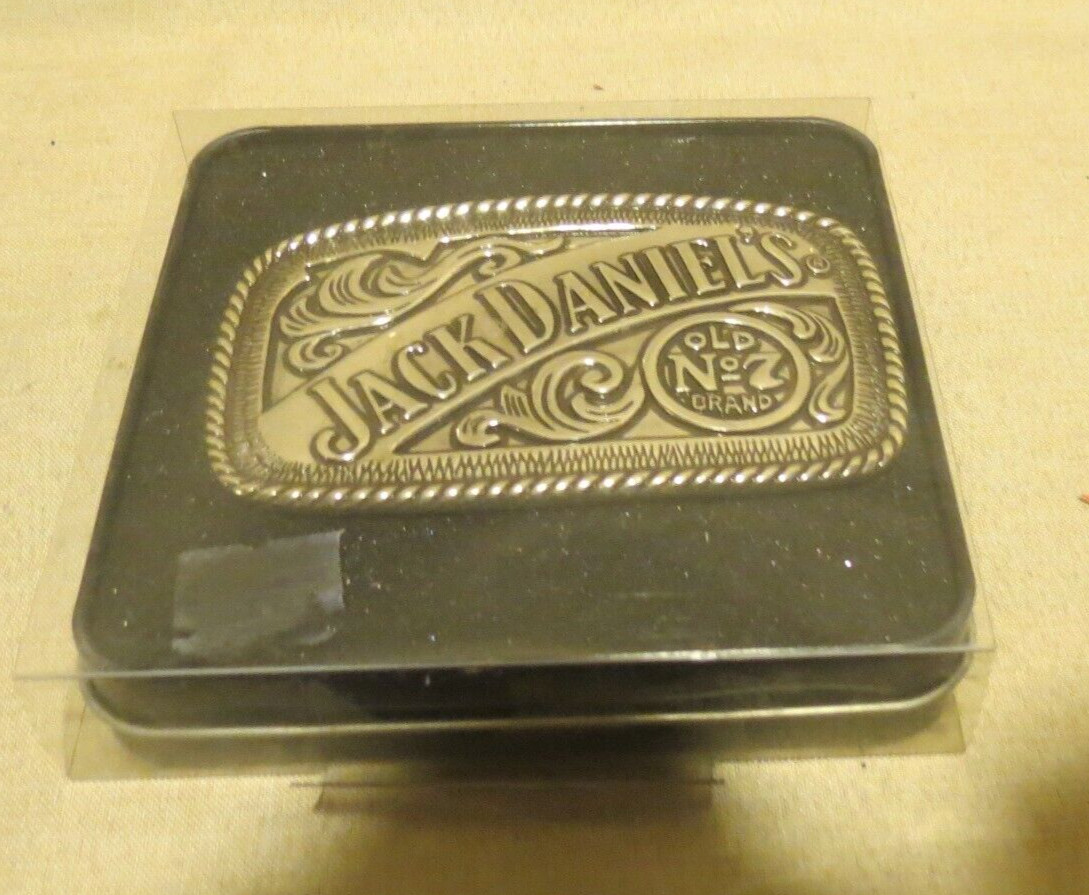 2011 Jack Daniels No 7 Belt Buckle Silver Tone Old No. 7 with COLLECTABLE TIN