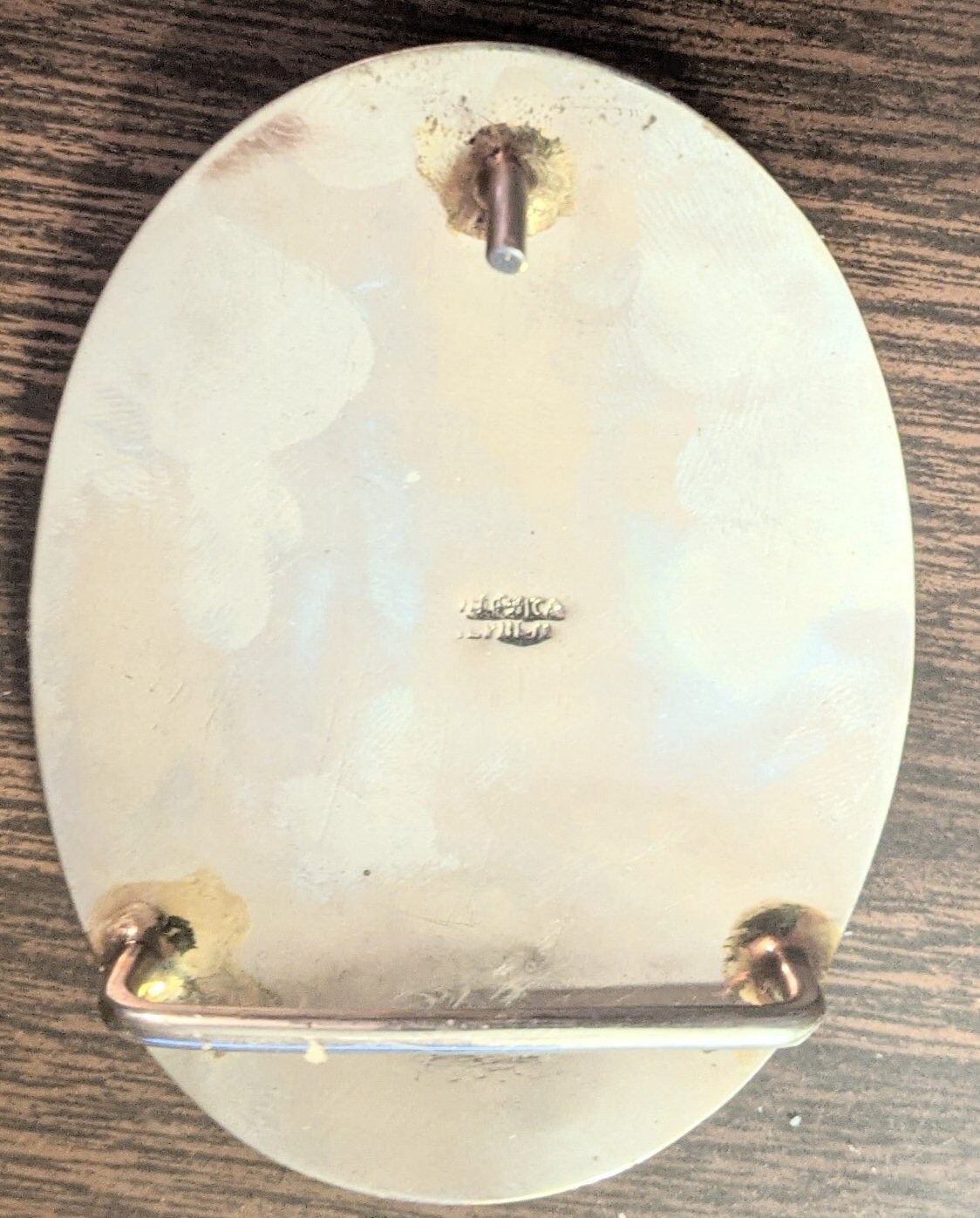 Vintage Abalone Shell MEXICO Belt Buckle Mother of Pearl Alpaca Silver