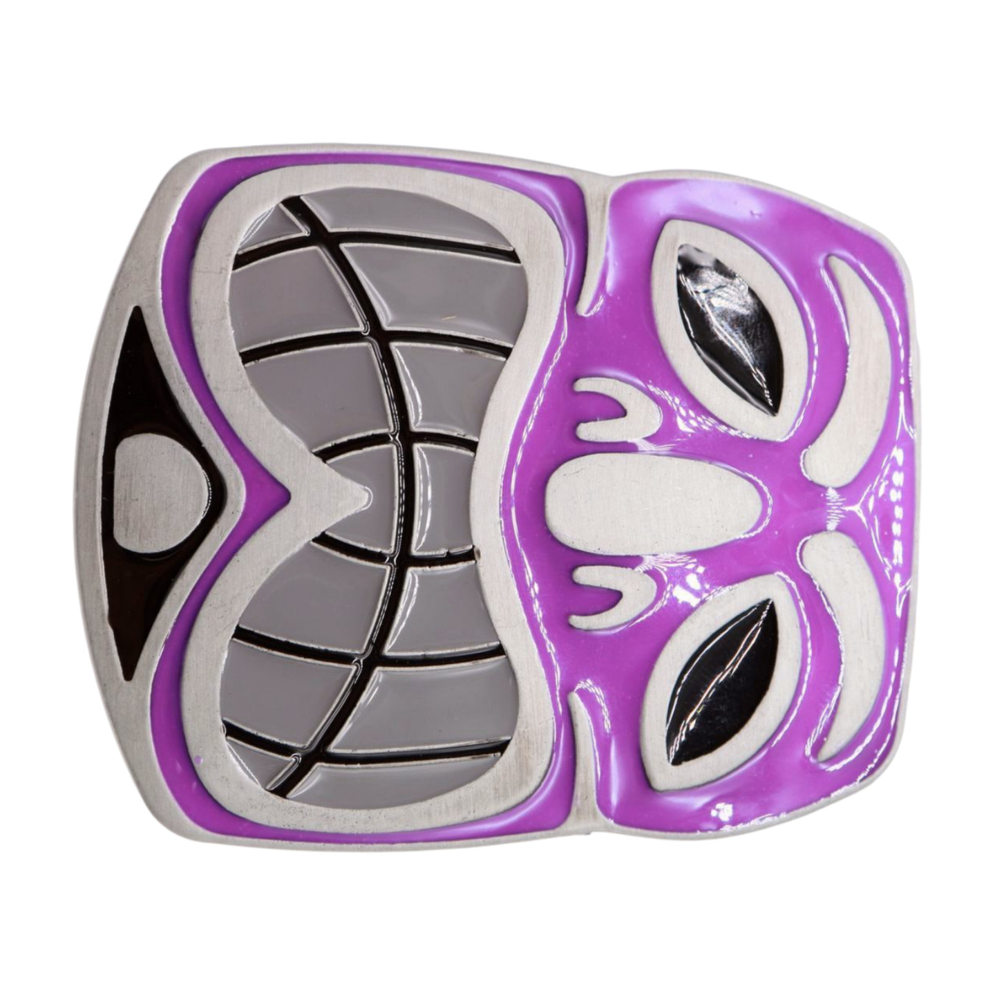 Men Women Silver Metal Belt Buckle Tiki Mask Statue Animation Travel Vacation
