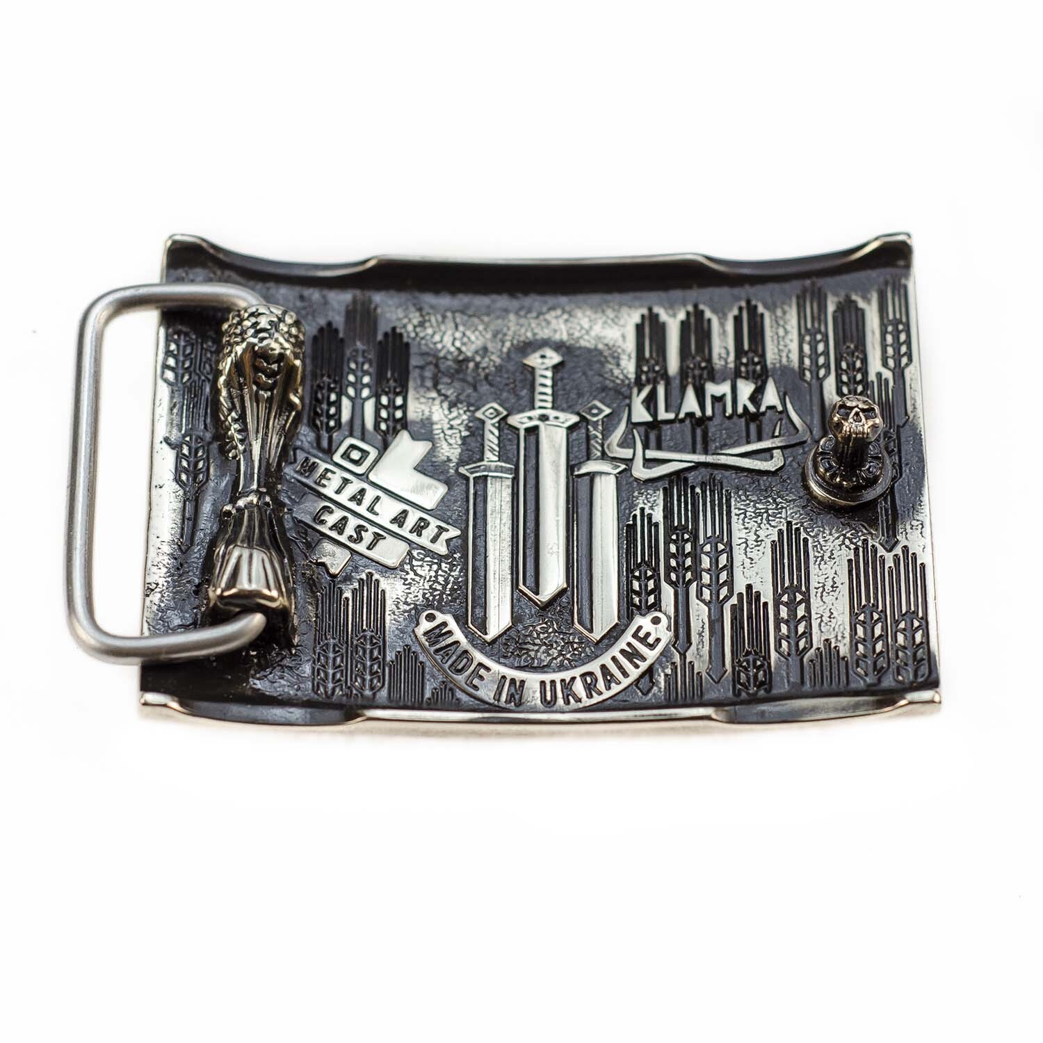 Fehu runic german silver belt buckle, Feoh Wealth Rune Old Norse Scandinavian