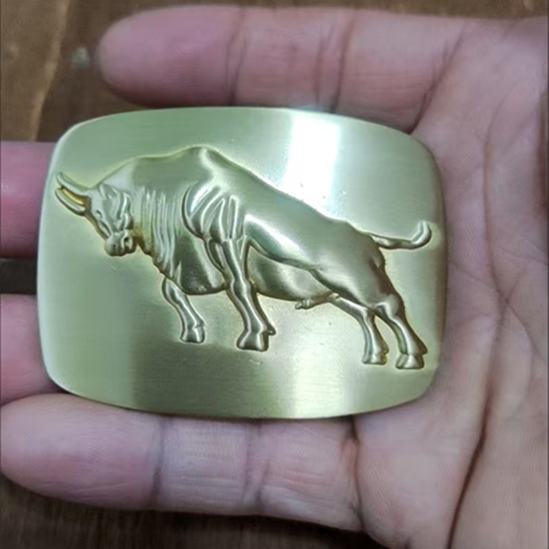 Men&rsquo;s pure brass smooth buckle belt headChinese zodiac ox belt head plate buckle