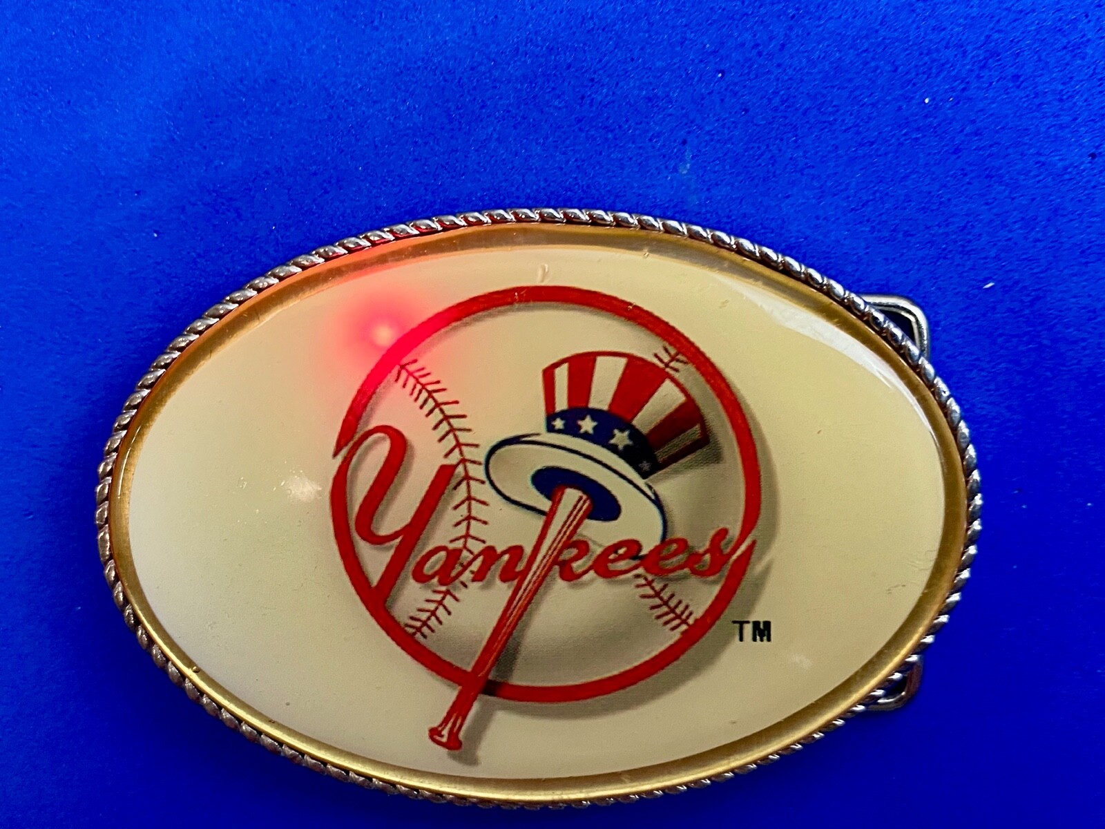 Yankees Baseball Fan Belt Buckle Attention Grabbing Led Lights! W/ Fresh Battery