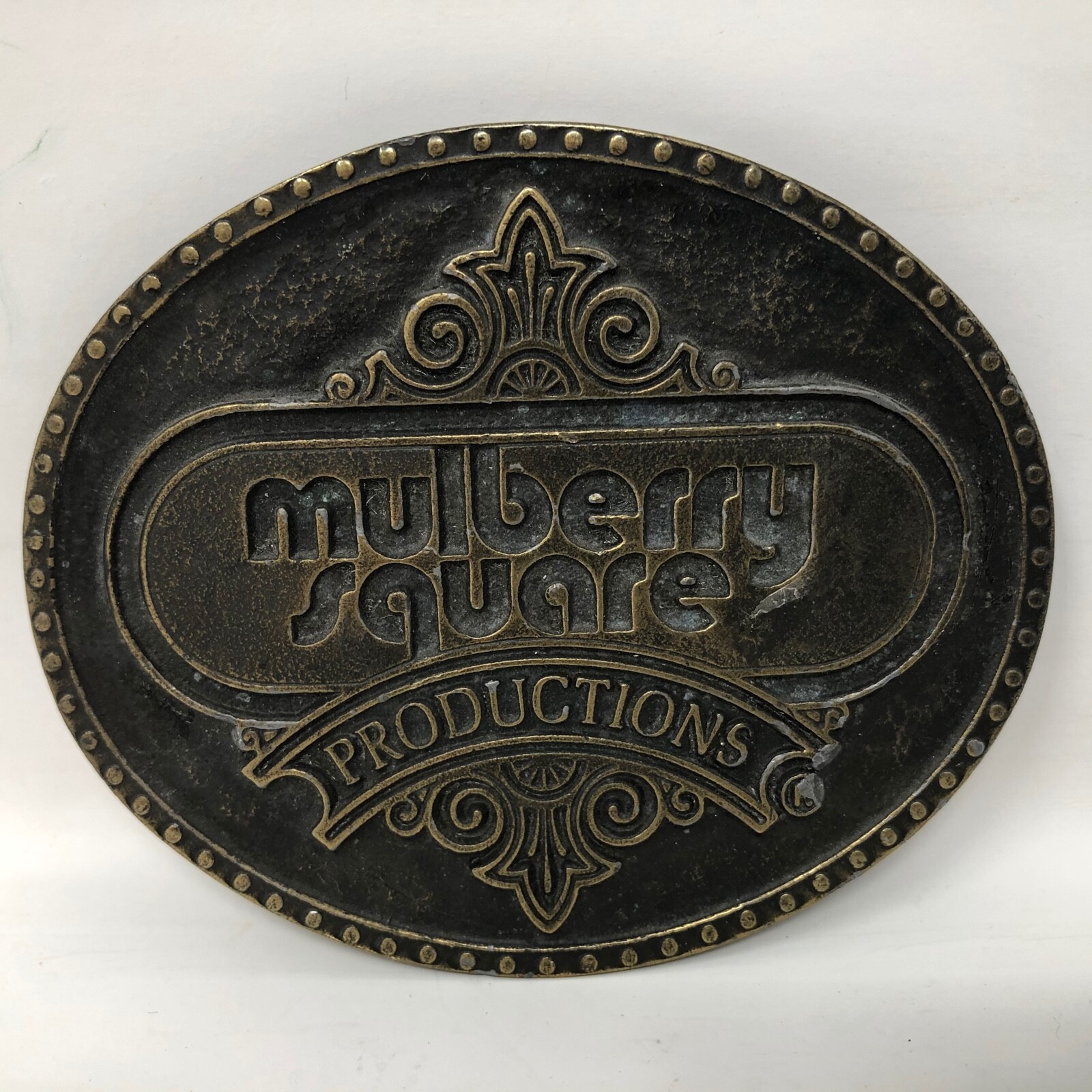 VTG Mulberry Square Productions Belt Buckle Benji Movies Wyoming Studio Art Work