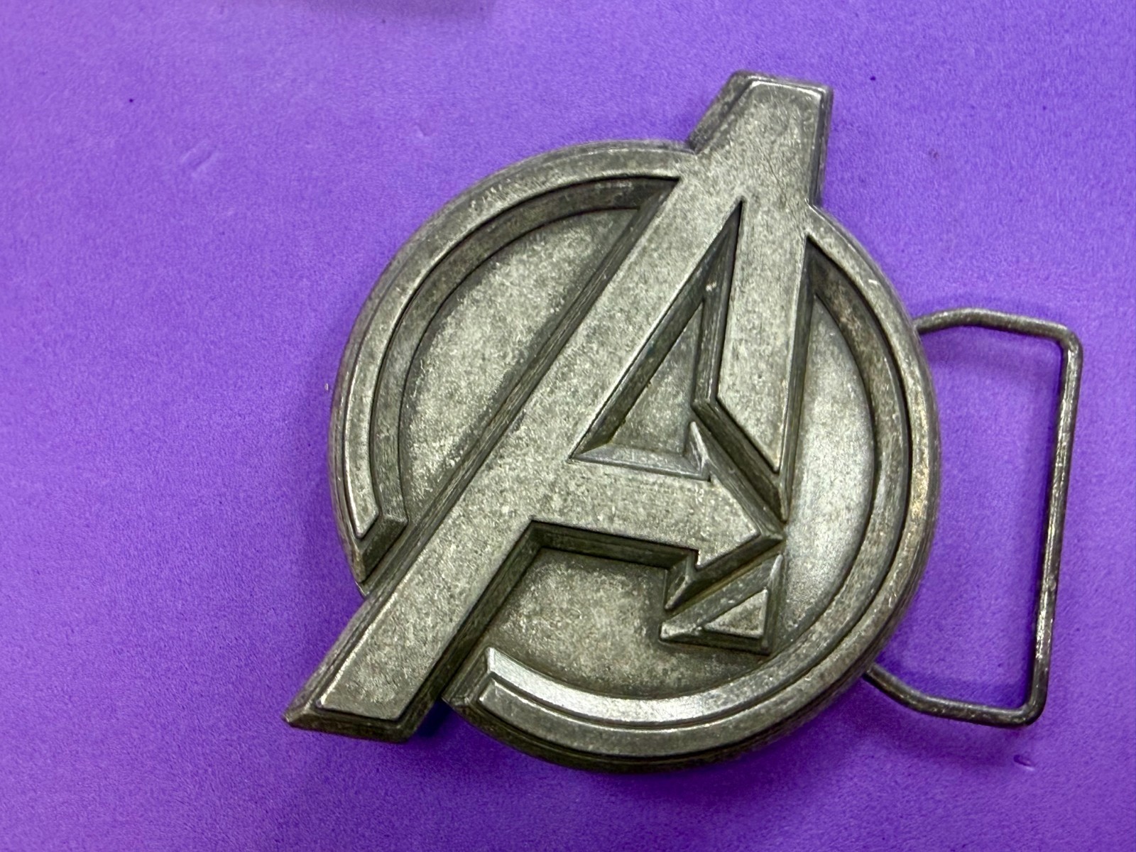 Marvel Comics Avengers Superhero Movie Logo Silver Color Used Belt Buckle
