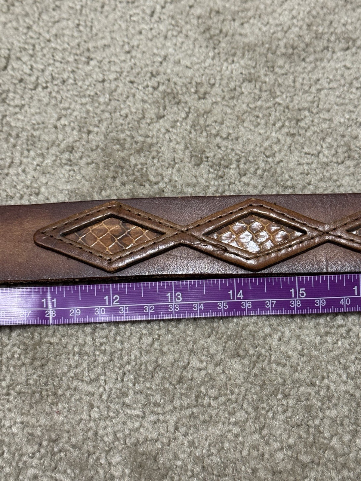 Vintage Southwest turquoise Wood Brass Belt Buckle Belt C141