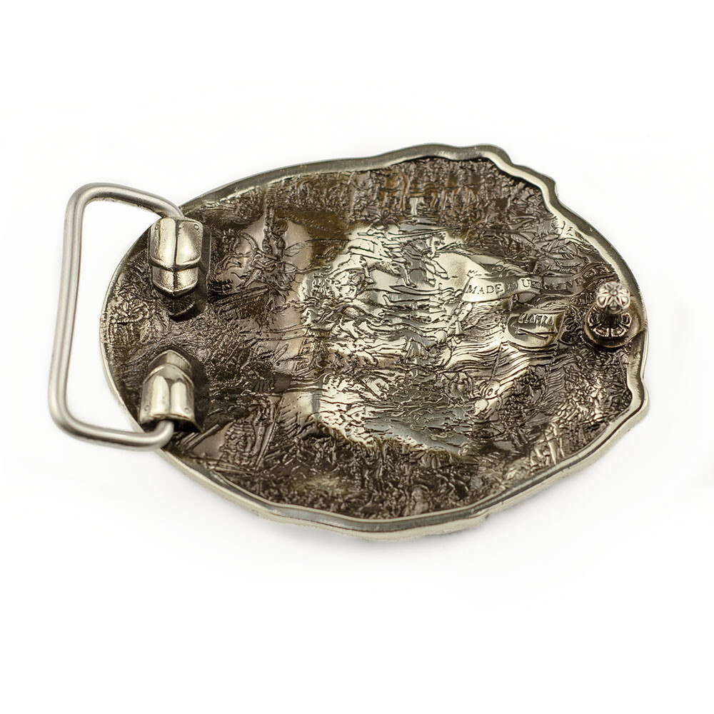 German silver belt buckle Fighting Knight Medieval military german silver buckle