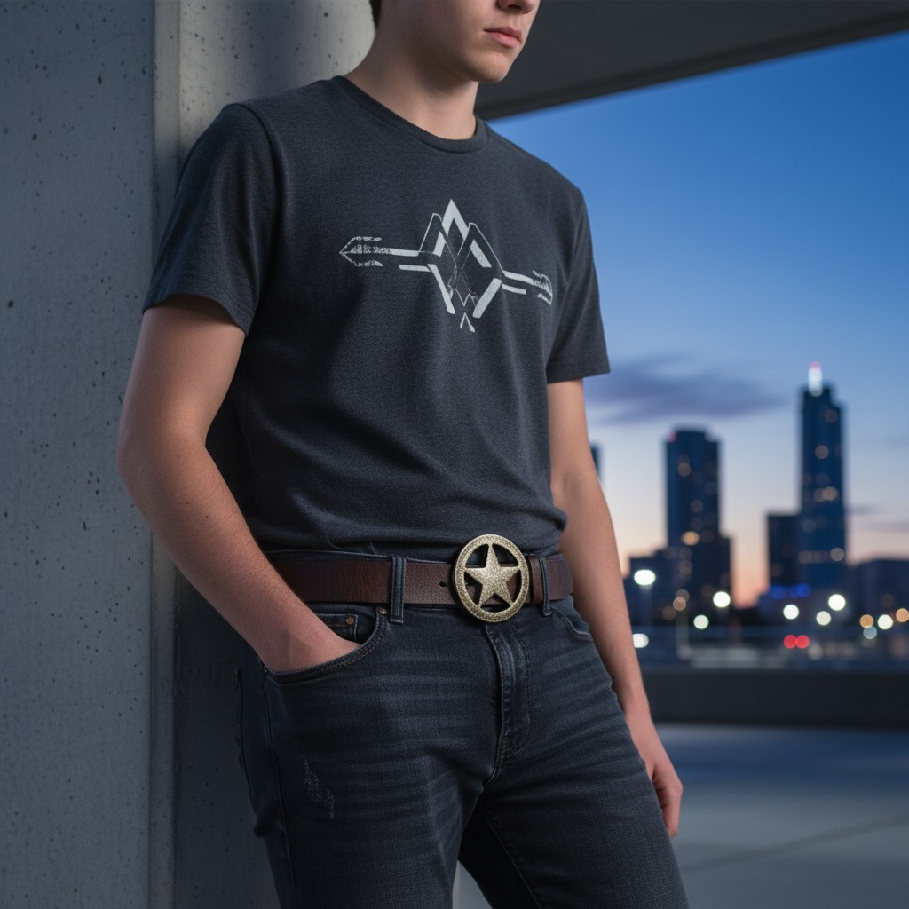 Men Women Belt Buckle Silver Metal Texas Lone Star Glitter Sparkling TX Cowboys
