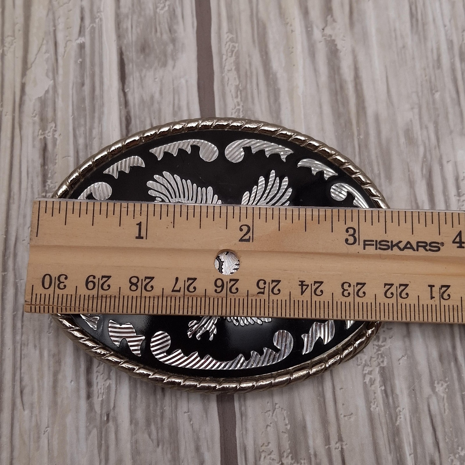 Eagle Belt Buckle Mens One Size Black Silver Oval Western Rope Edge Made USA