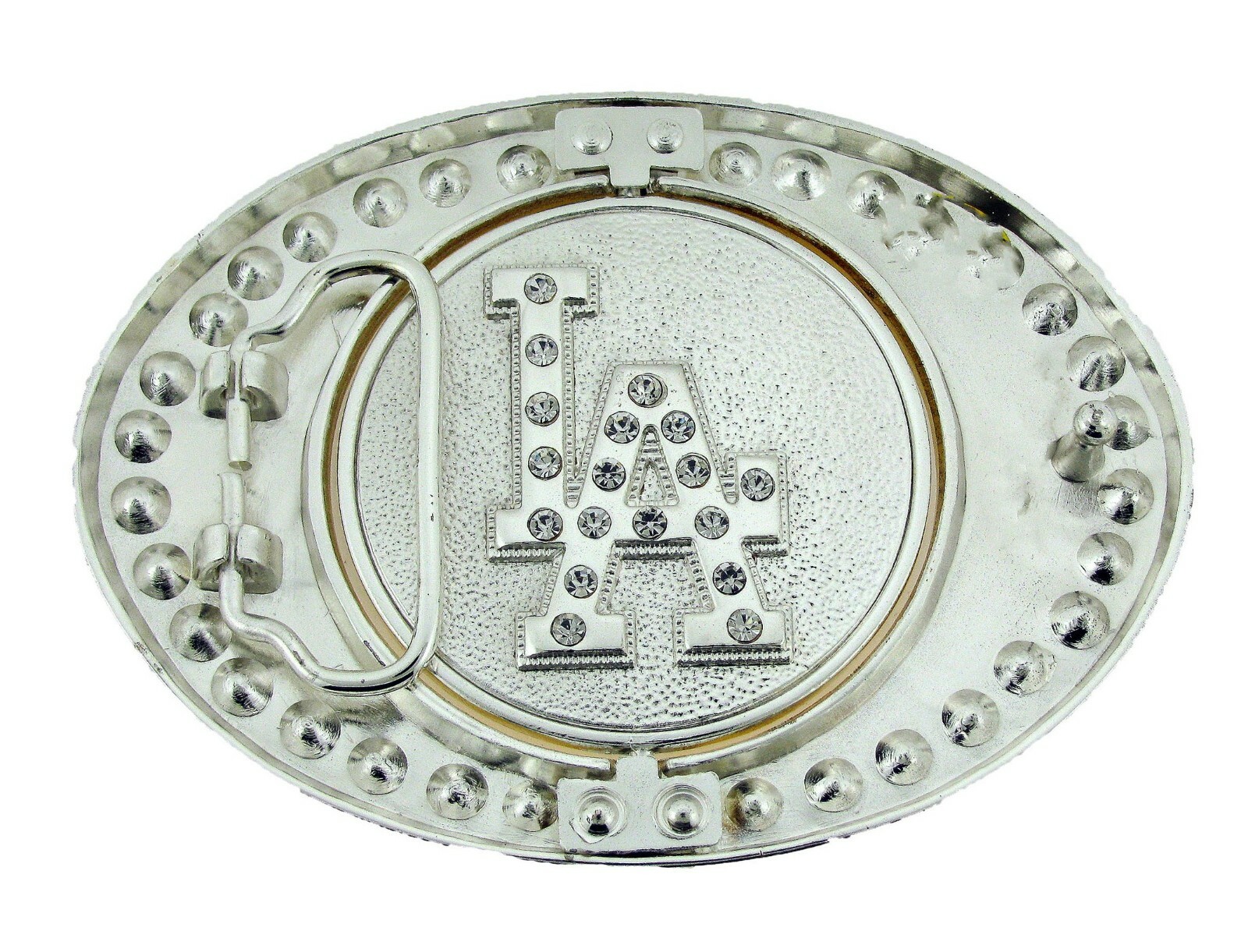 LA Initial Alphabet Belt Buckle Los Angeles Baseball Team Gold & Silver Two in 1