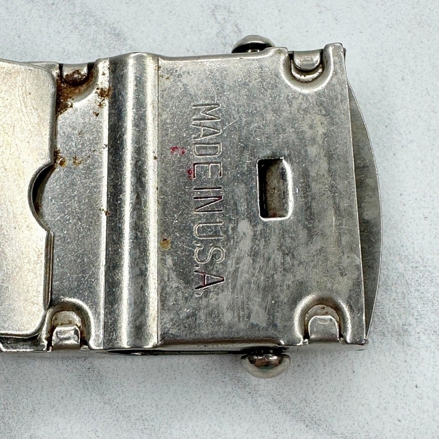 Vintage Silver Tone Web Clamp Military Style Belt Buckle Made in USA