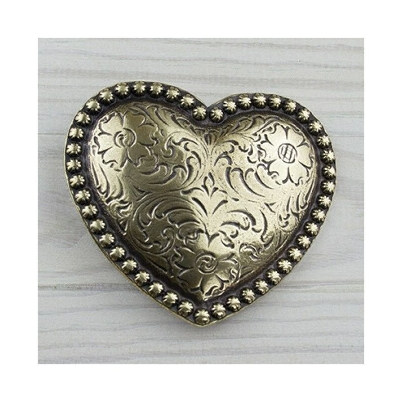 Victorian Heart Belt Buckle Antique Brass Antique Floral Engraved