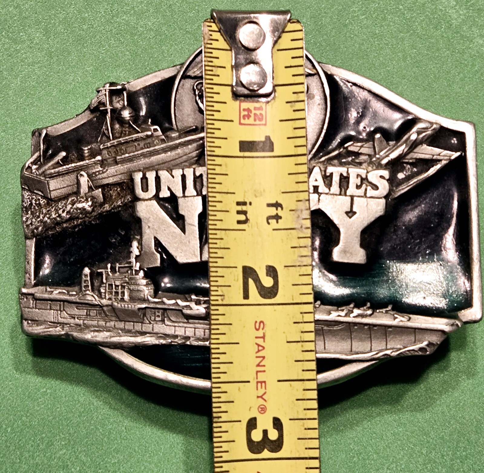 Vintage U.S. 🚢NAVY🚢 Pewter Belt Buckle SISKIYOU BUCKLE CO. Oregon, USA 1987