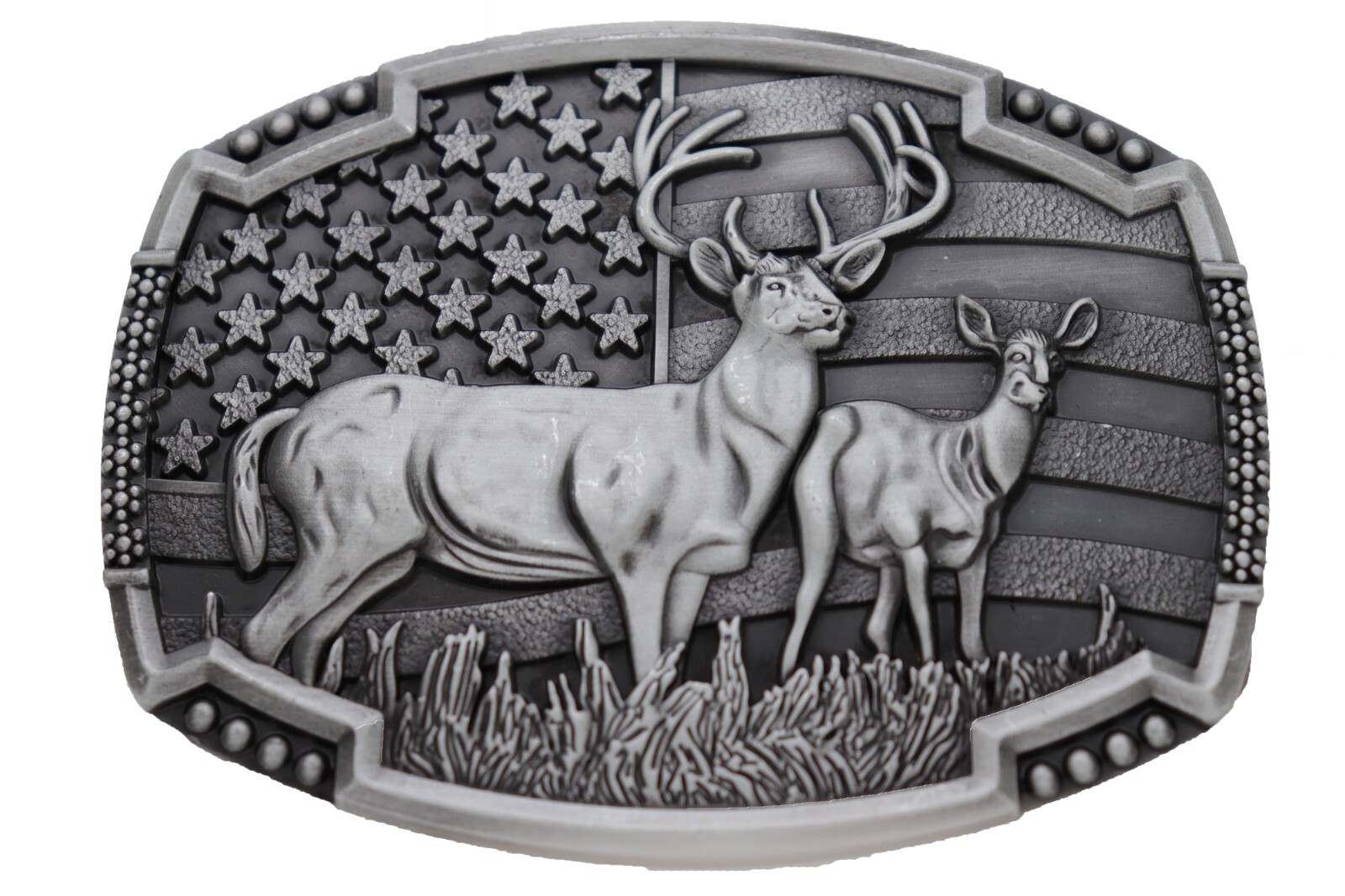 Men Silver Color Metal Belt Buckle Deer Nature Hunter Western Fashion Accessory