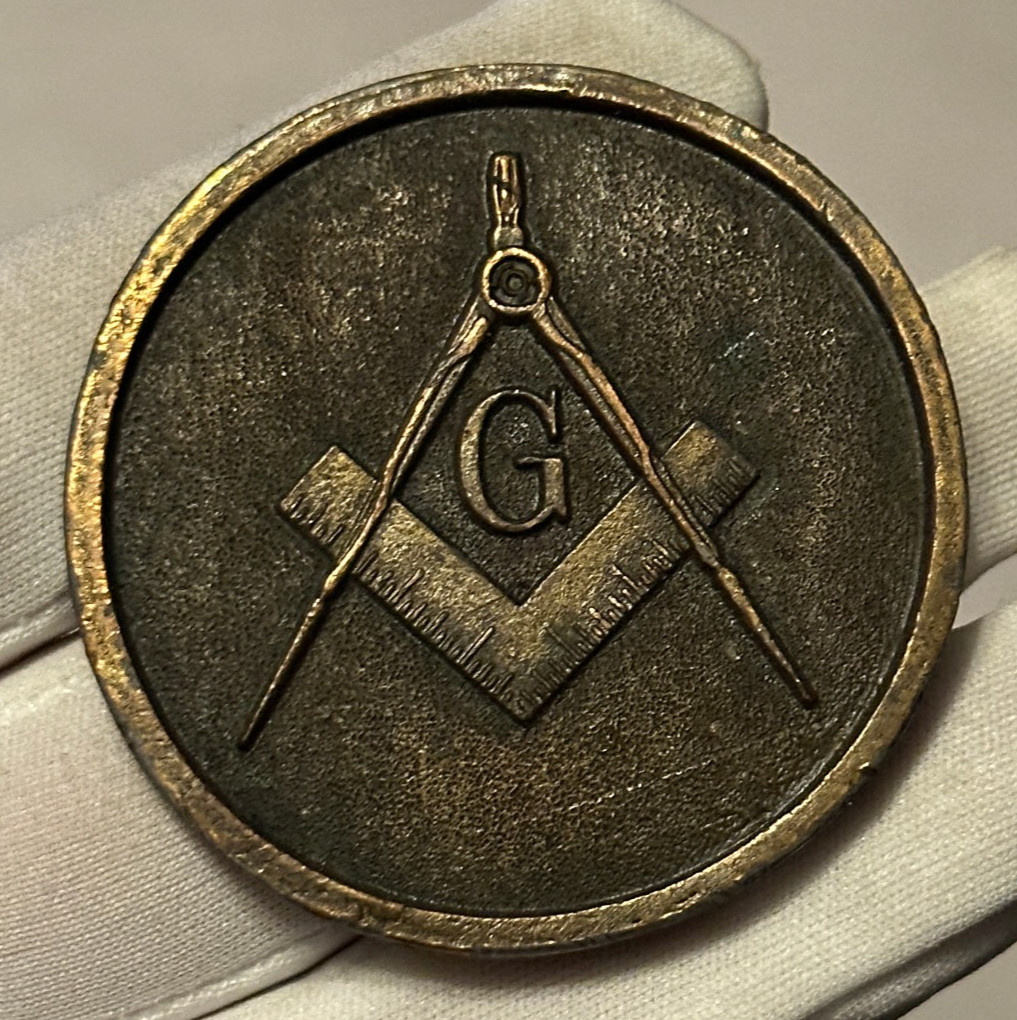 Vintage Masonic Freemason Solid Brass Round Belt Buckle Mason Buckle