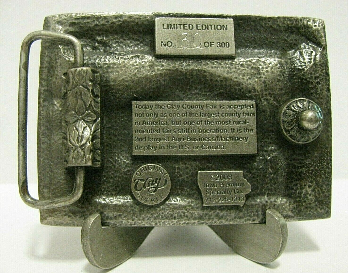 Clay County Fair Spencer Iowa 2008 Tractor Combine Machinery Belt Buckle Ltd Ed