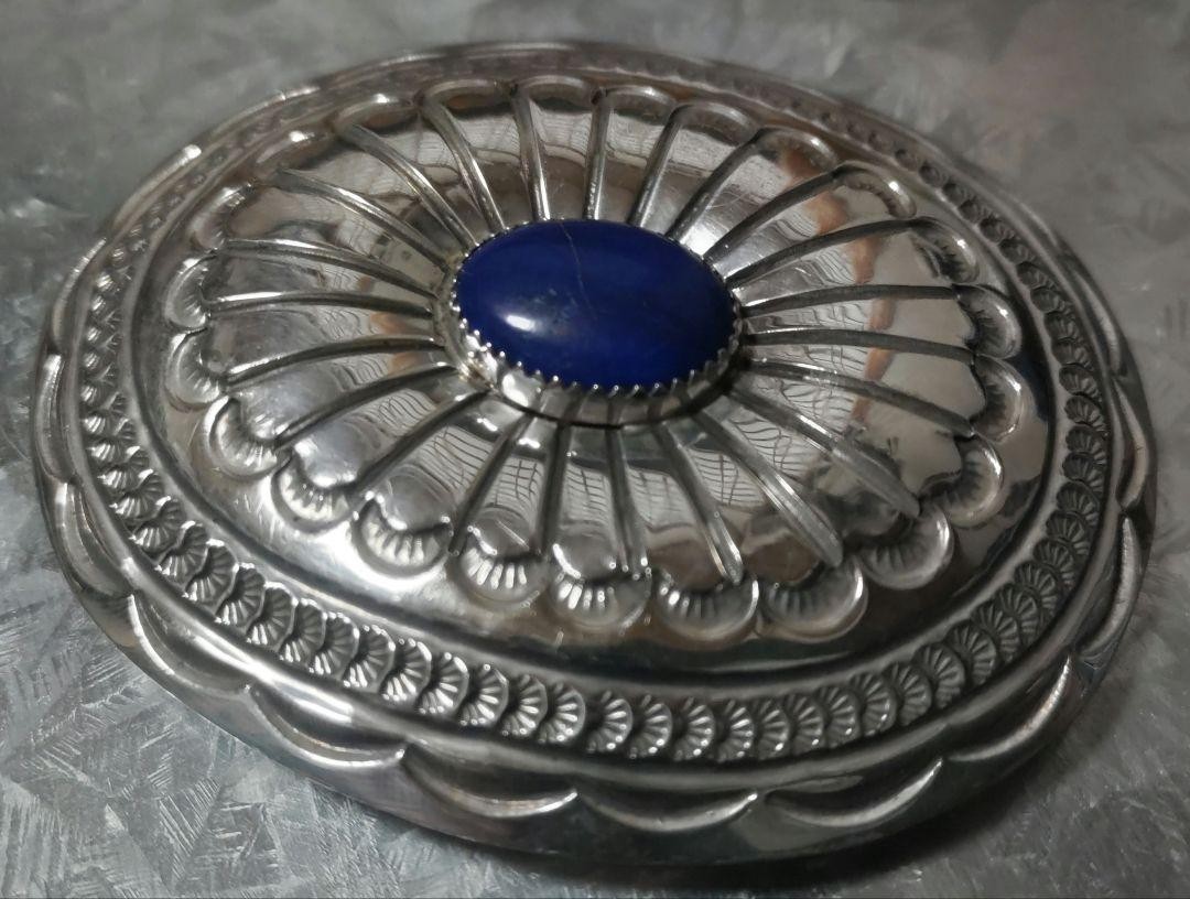 NAVAJO Natural Stone Indian Jewelry Lapis Lazuli Silver Rare Buckle Japan JP