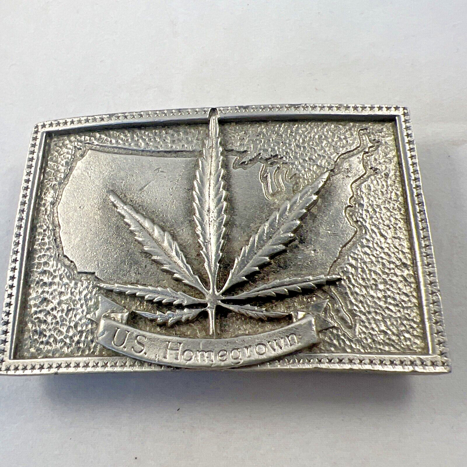 US Homegrown Silver Belt Buckle Square Outlaw Country Men Marijuana Hall of Fame