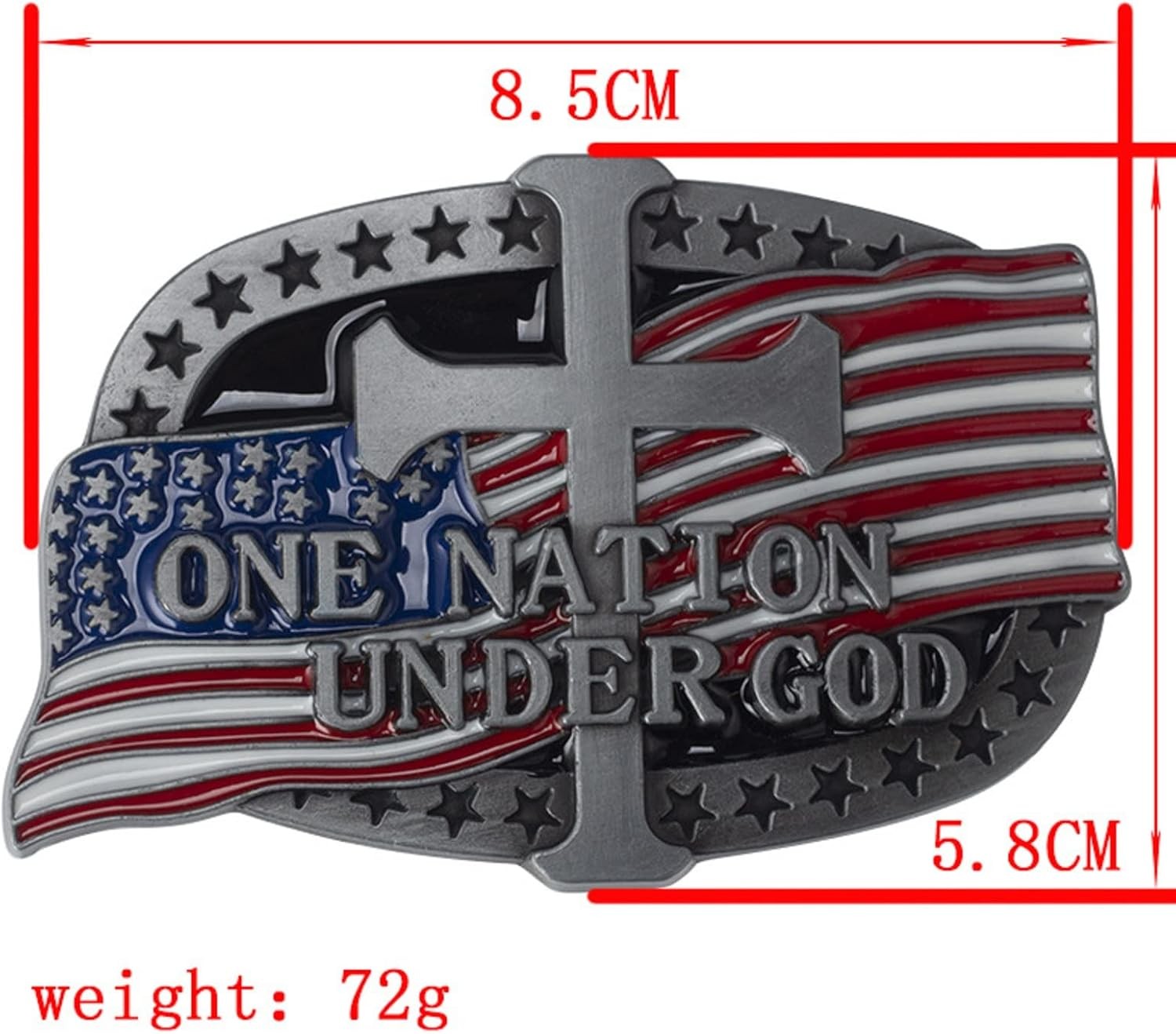 American Flag Cross Belt Buckle, 4th of July Cowboy Ornament for Men