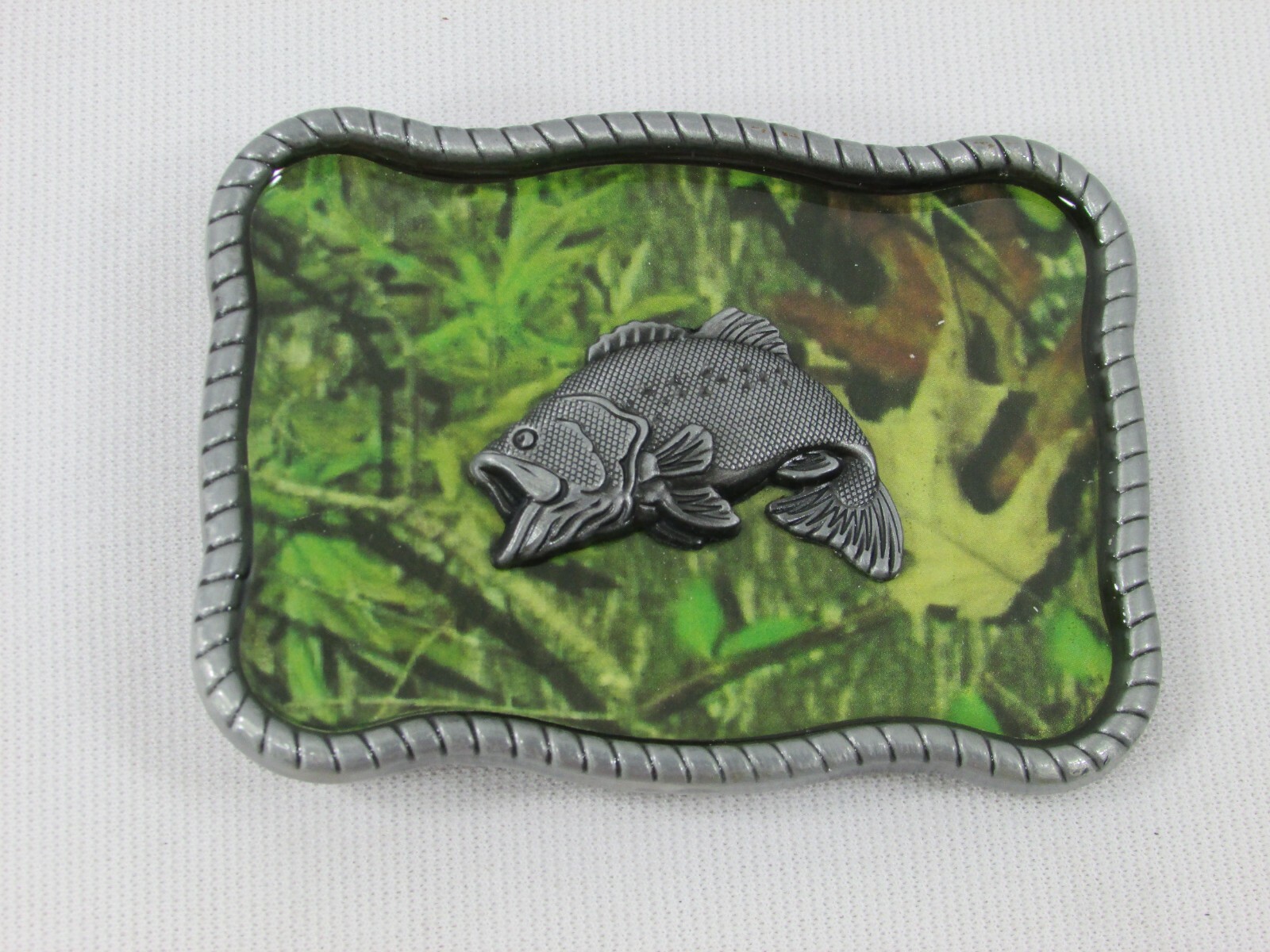 Large Mouth Bass Belt Buckle Green Background 3-7/8&Prime; x 2-7/8 « 