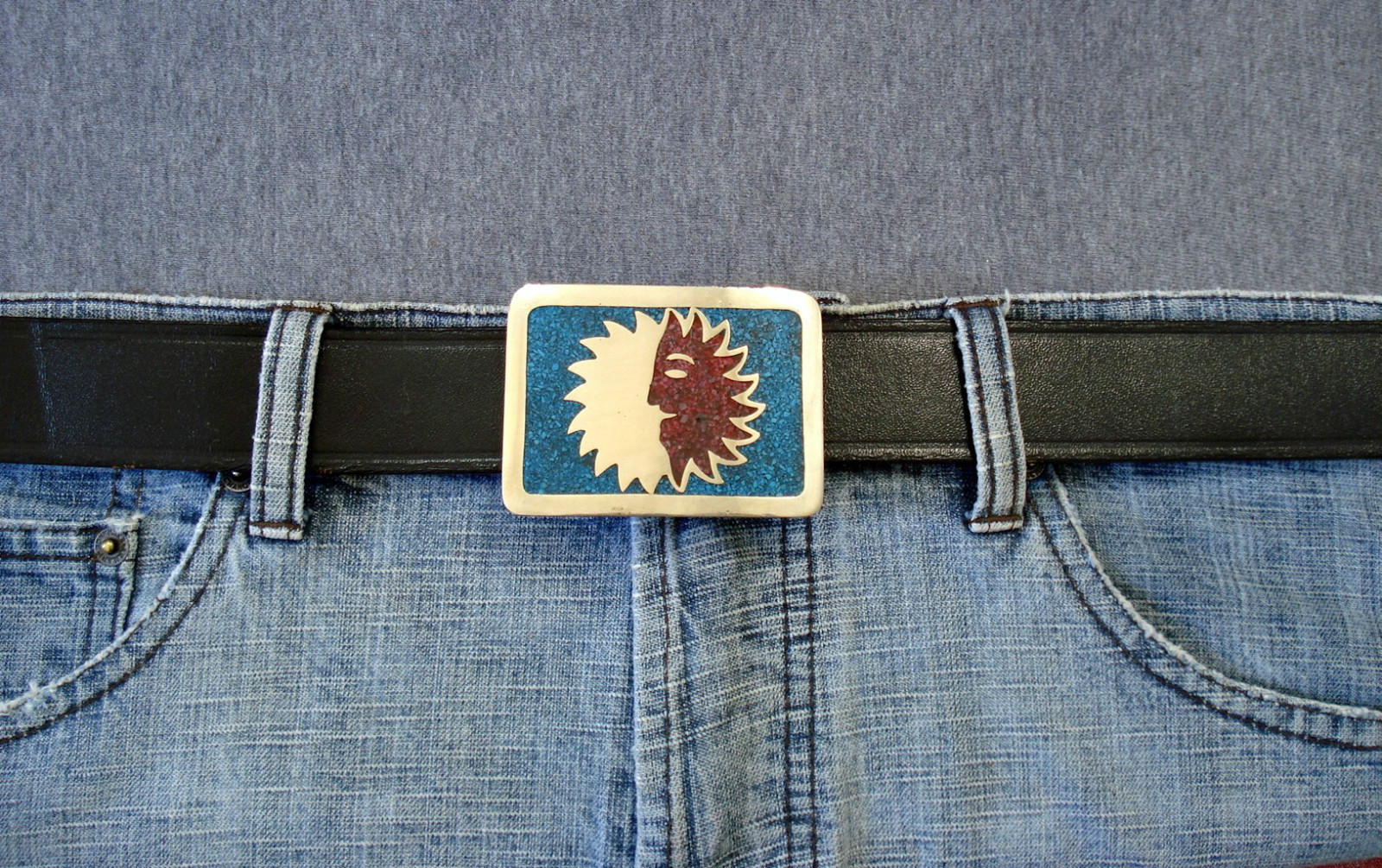 Turquoise and Corral Belt Buckle