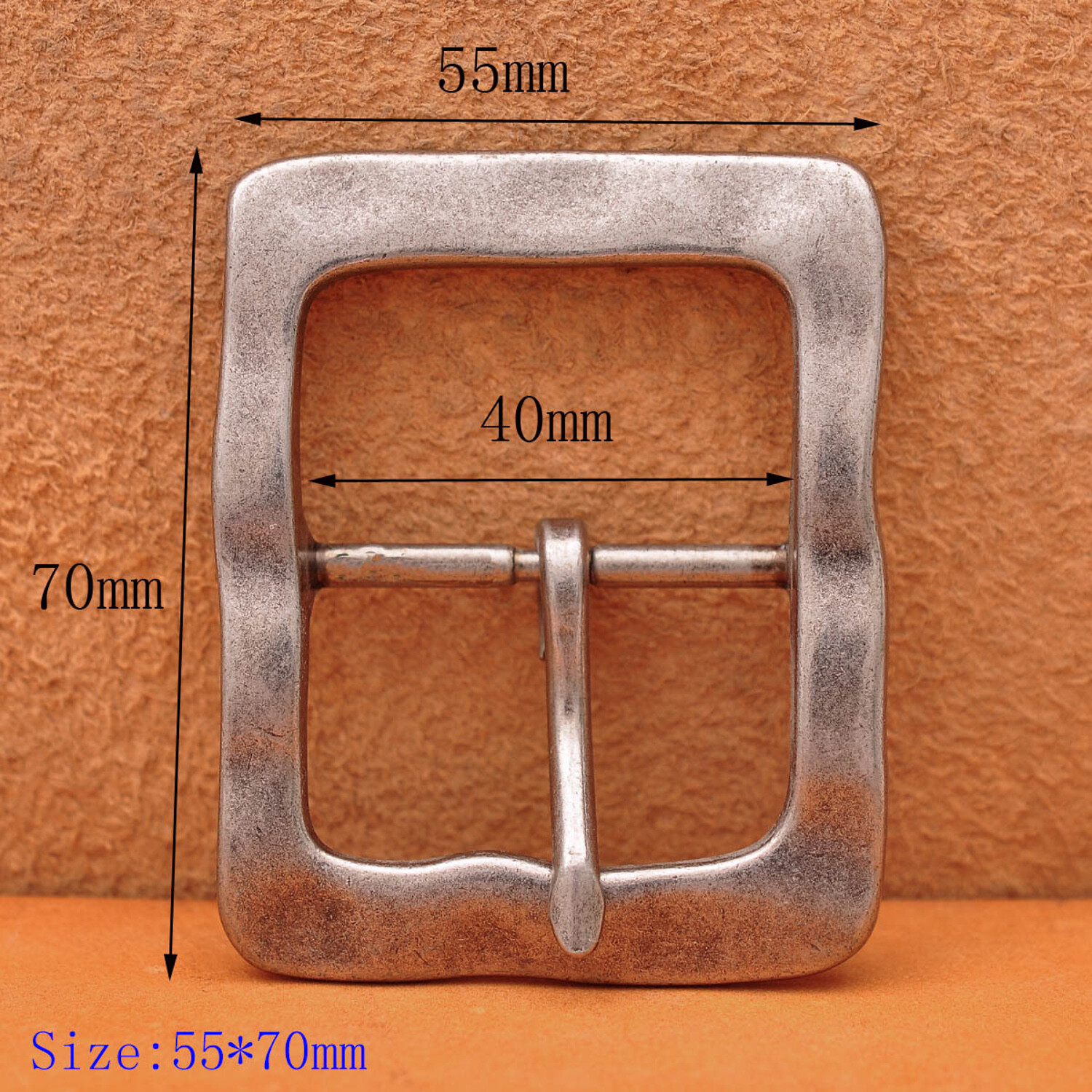 Heavy Duty Solid Antique Silver Center Bar Belt Buckle Fits 1-1/2&Prime; Leather Belts