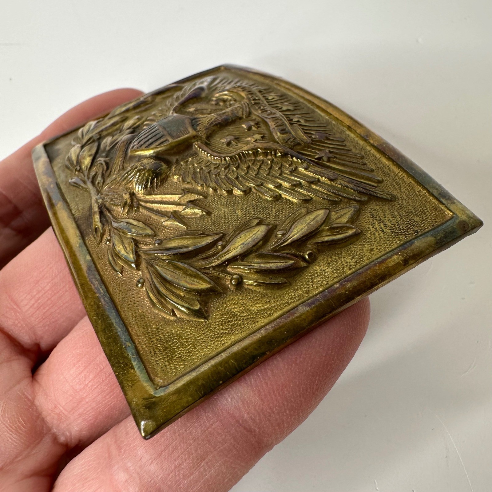 Vintage Brass Eagle Belt Buckle E Pluribus Unum US Great Seal Rectangular Plate