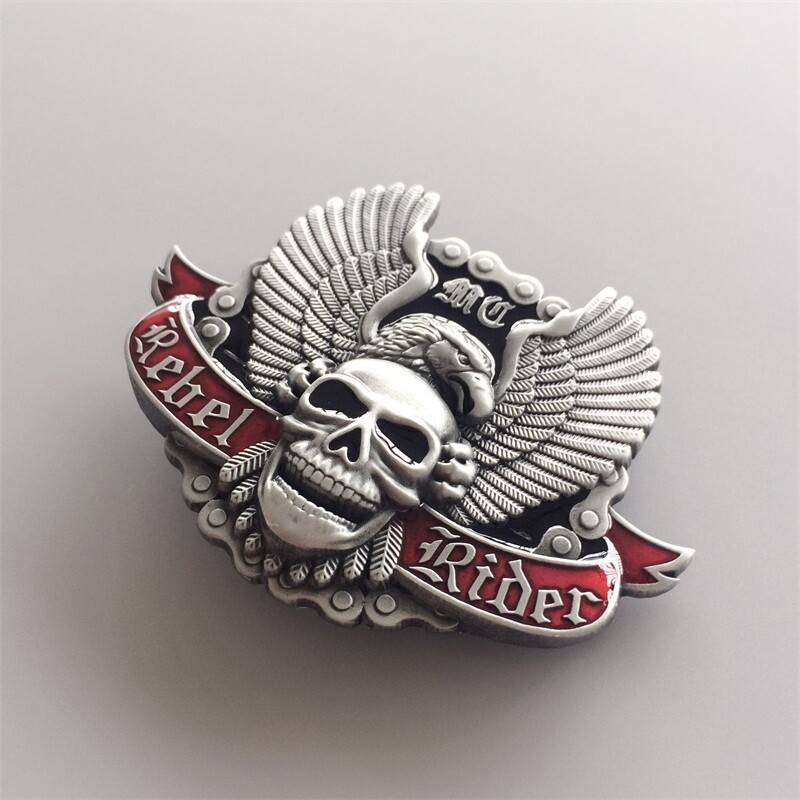 Vintage Style Western Rider Enamel Wings Skull Belt Buckle also Stock in the US