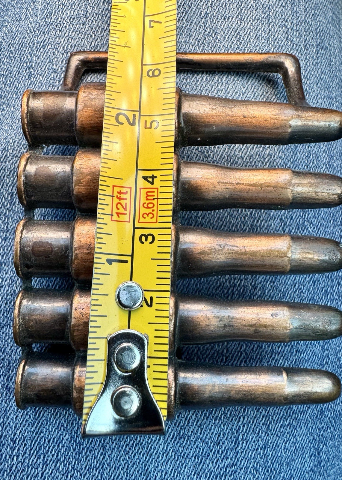 FAUX Bullet Copper Tone Metal Belt Buckle Ammunition Guns Military