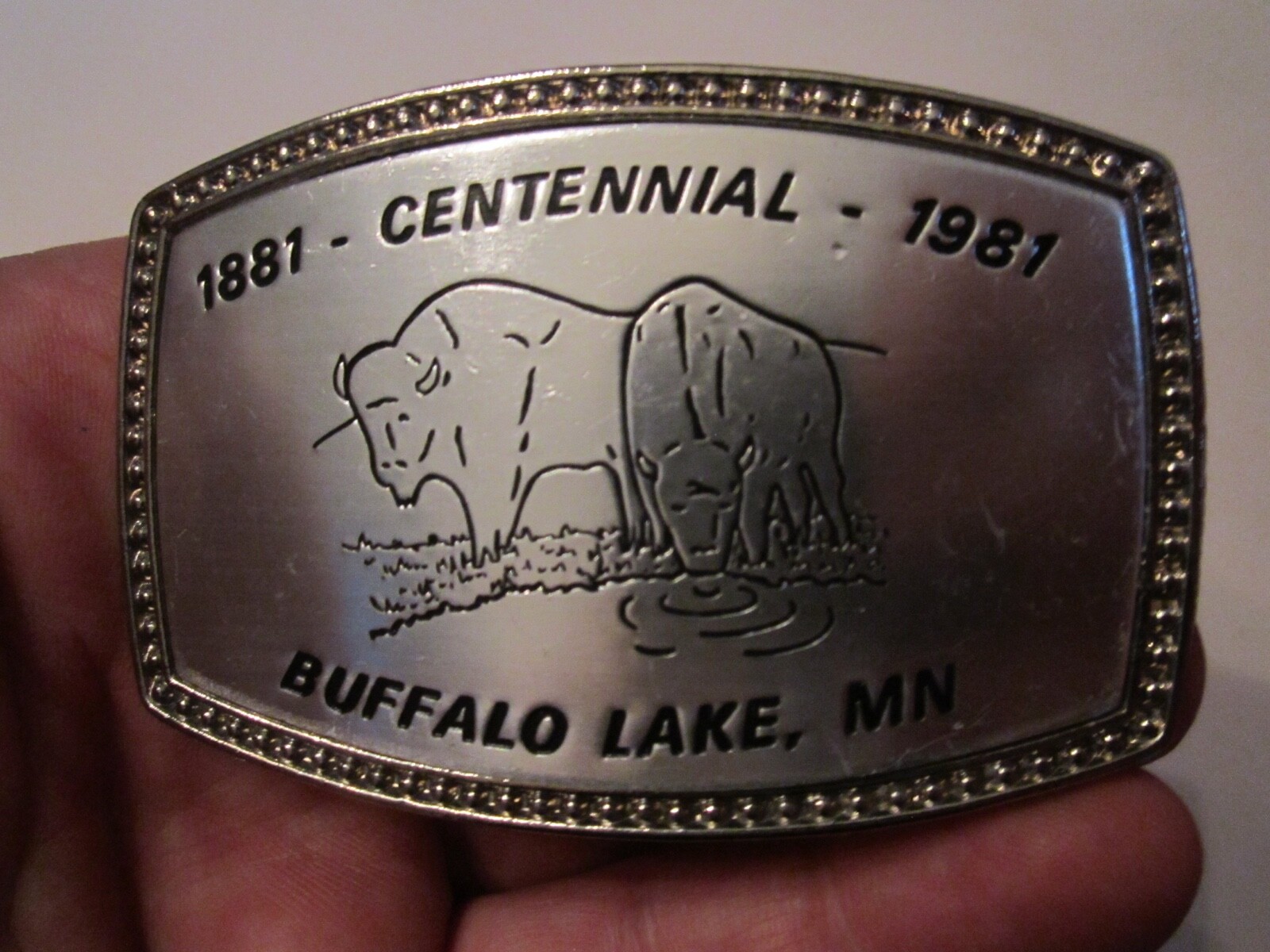 1981 BUFFALO LANE CENTENNIAL BELT BUCKLE – BUFFALO LAKE, MN – GW-16