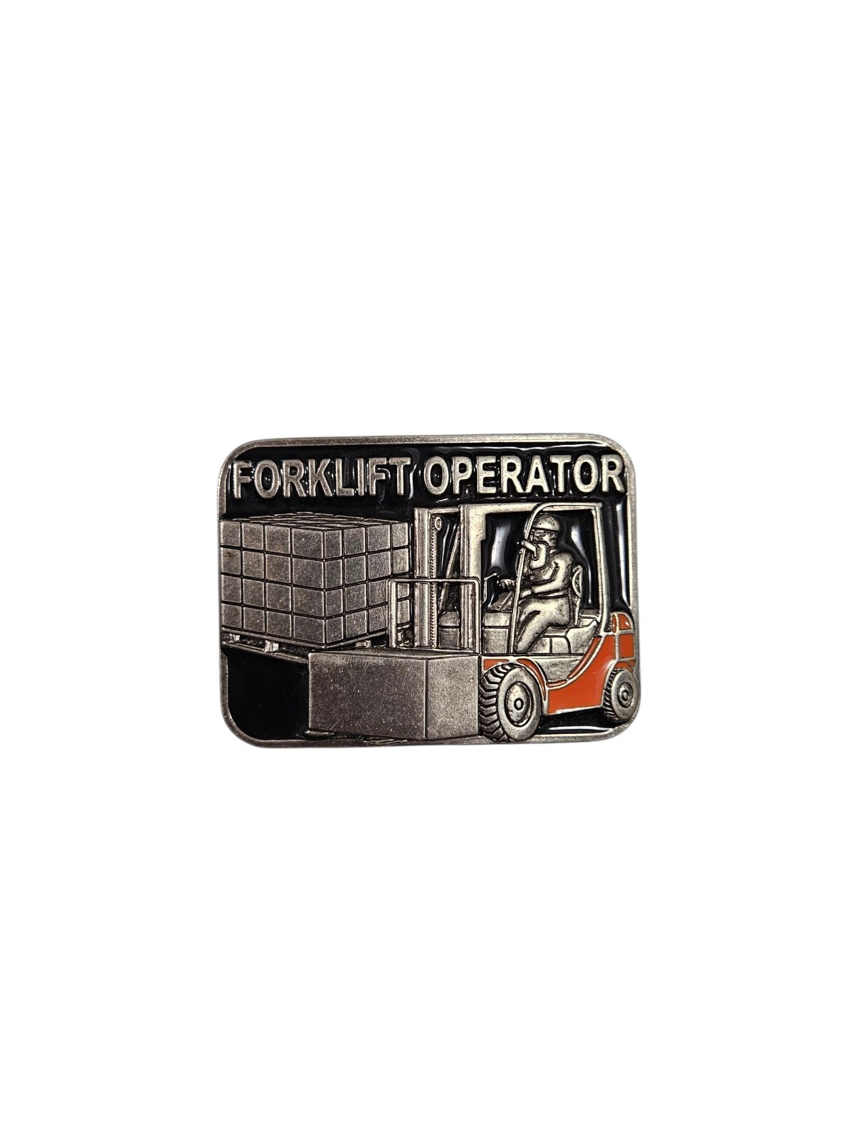 Forklift Operator Metal Belt Buckle – 3D Relief Design
