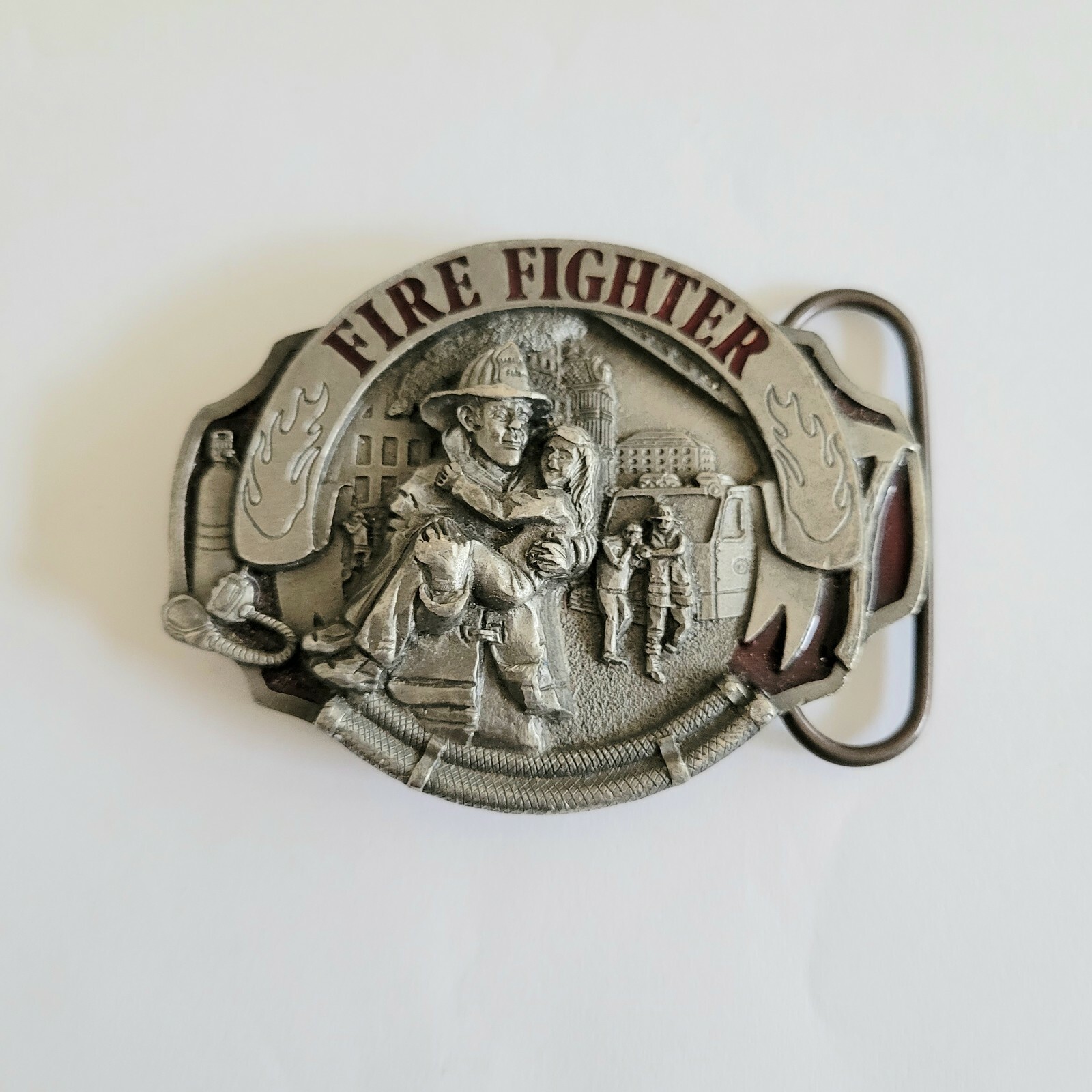 Firefighter Belt Buckle American Heros Oregon Made USA Vintage 1988