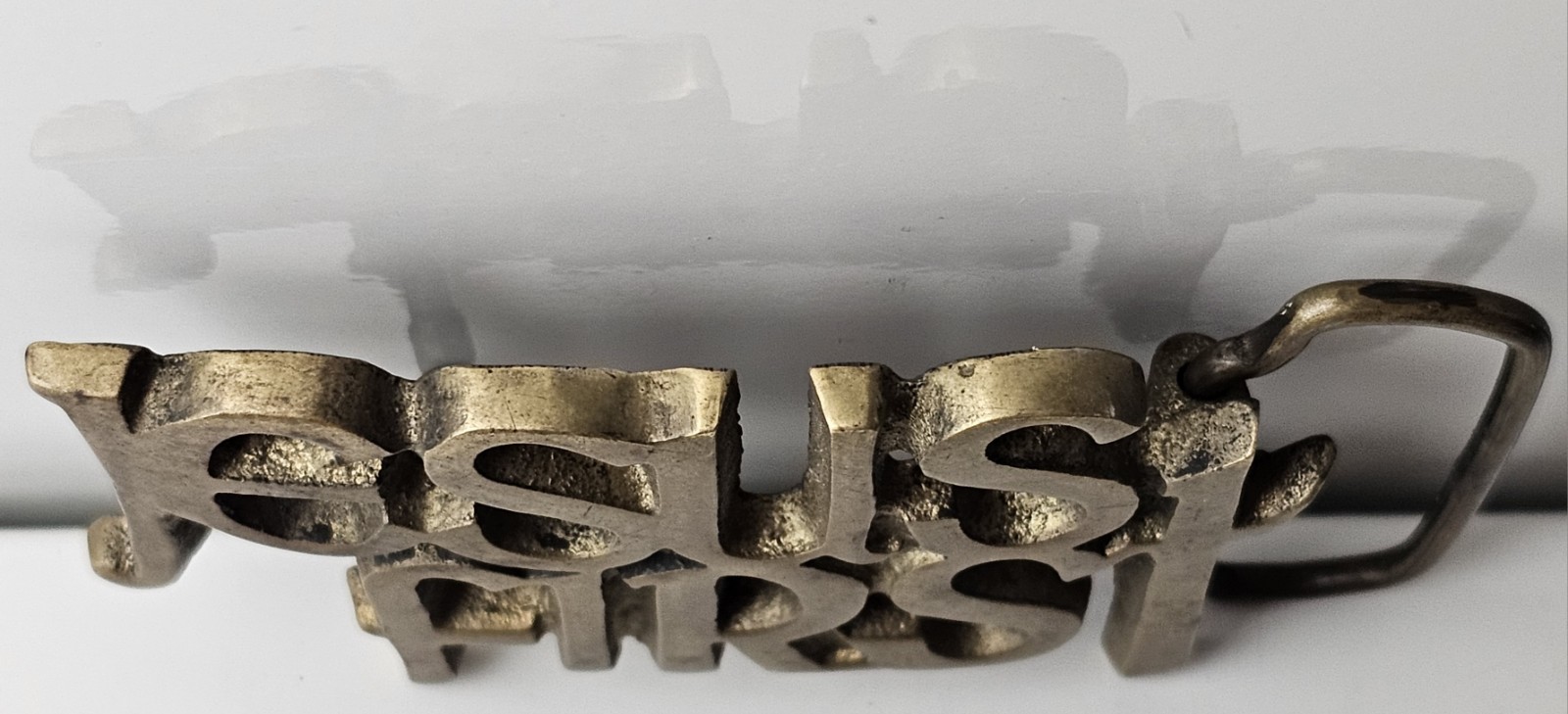 Jesus First Belt Buckle Solid Brass Vintage Taiwan Religious Belt Clamp Decor