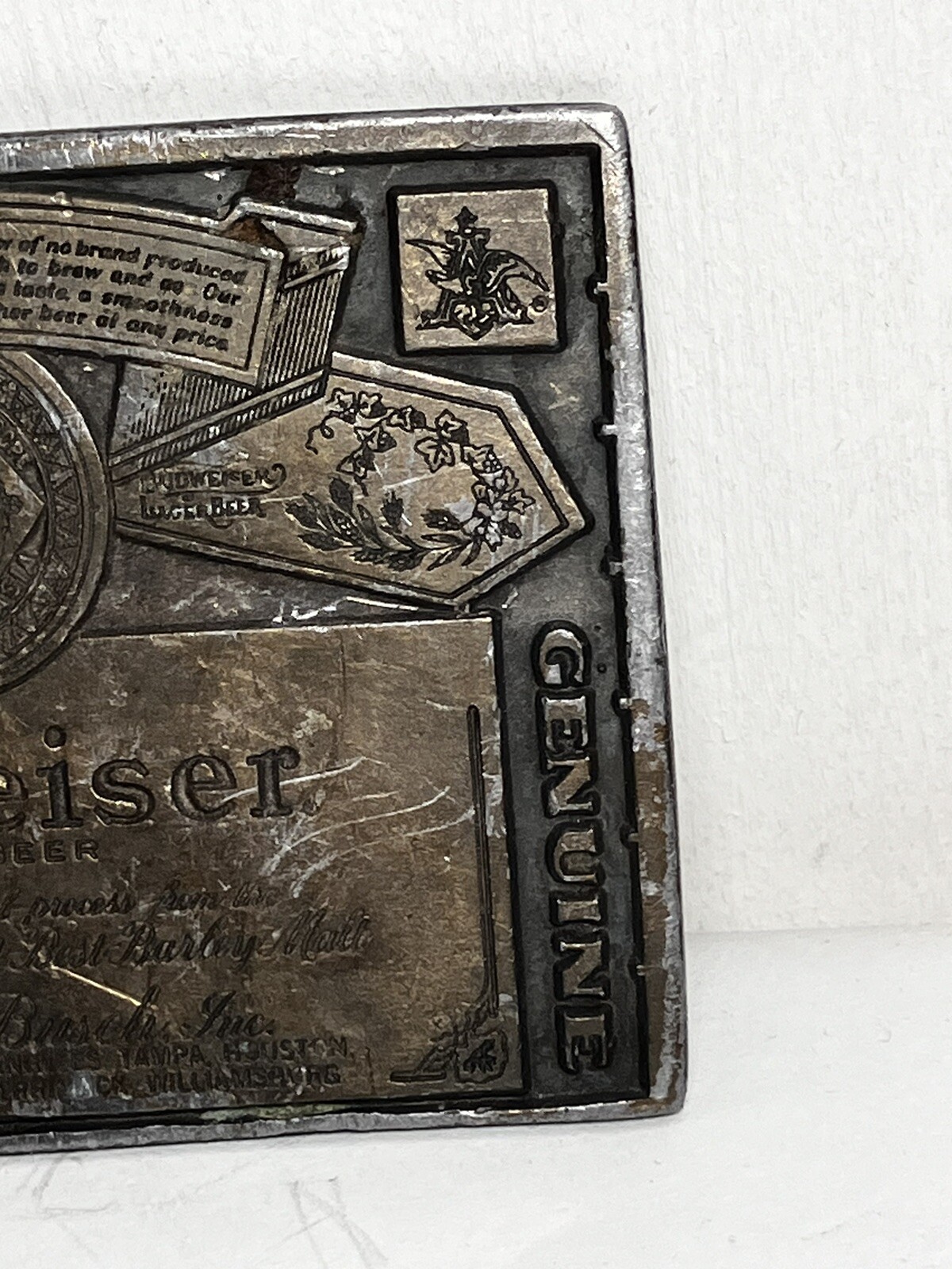 VTG Brass Budweiser Belt Buckle 1970&rsquo;s Classic King Of Beers Anheuser Busch Logo