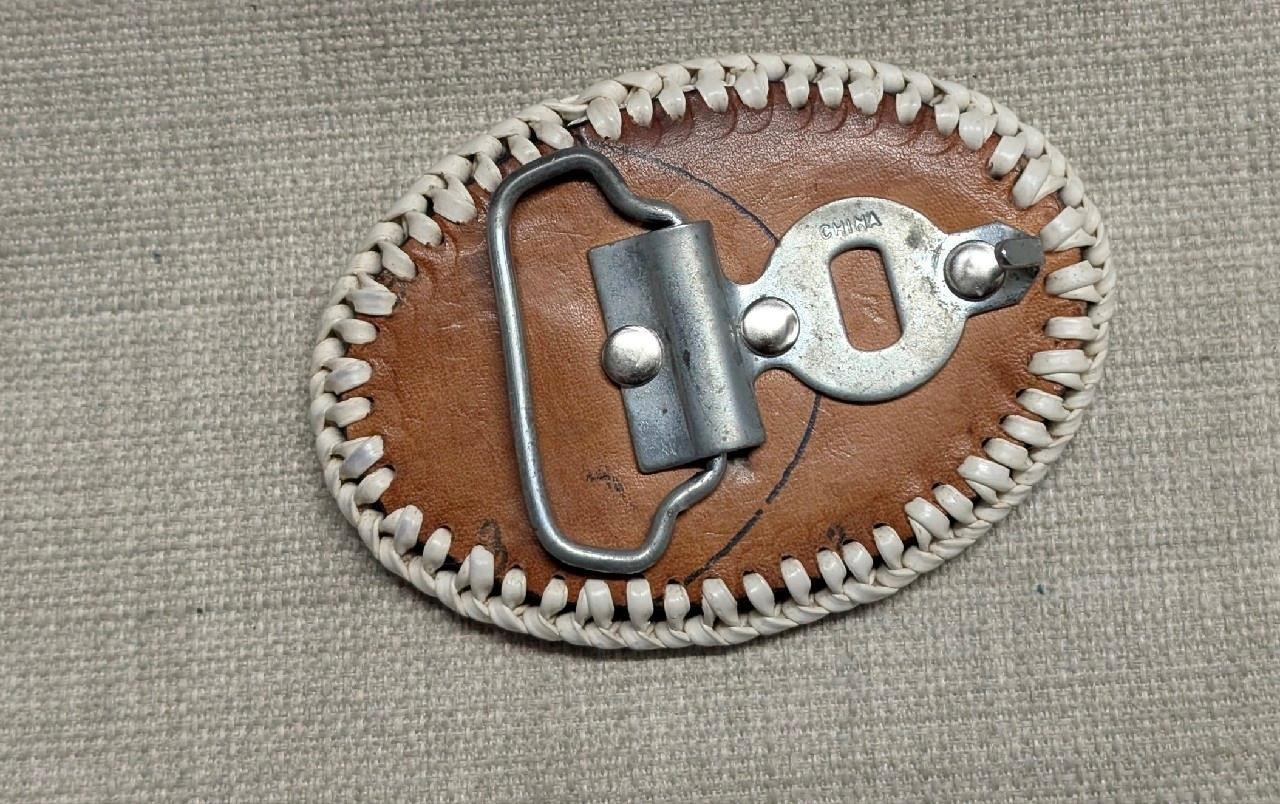 vintage GENUINE SNAKESKIN belt buckle WESTERN handcrafted COWBOY rattler