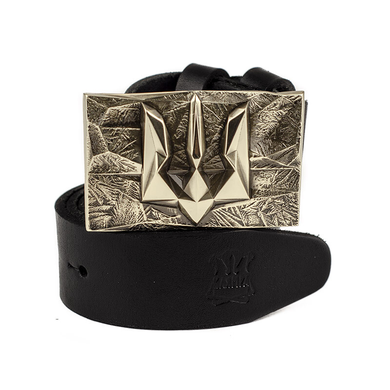 German silver belt buckle « Ice and fire », Ukrainian trident low poly geometric