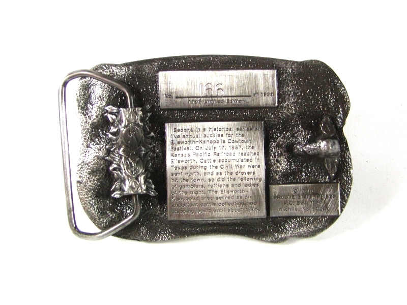 1986 Ellsworth Cowtown Festival Belt Buckle By PRAIRIE ENTERPRISES 42316
