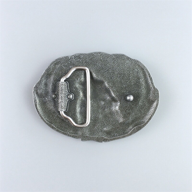 Blue Enamel Western Wolf Moon Oval Belt Buckle also Stock in the US