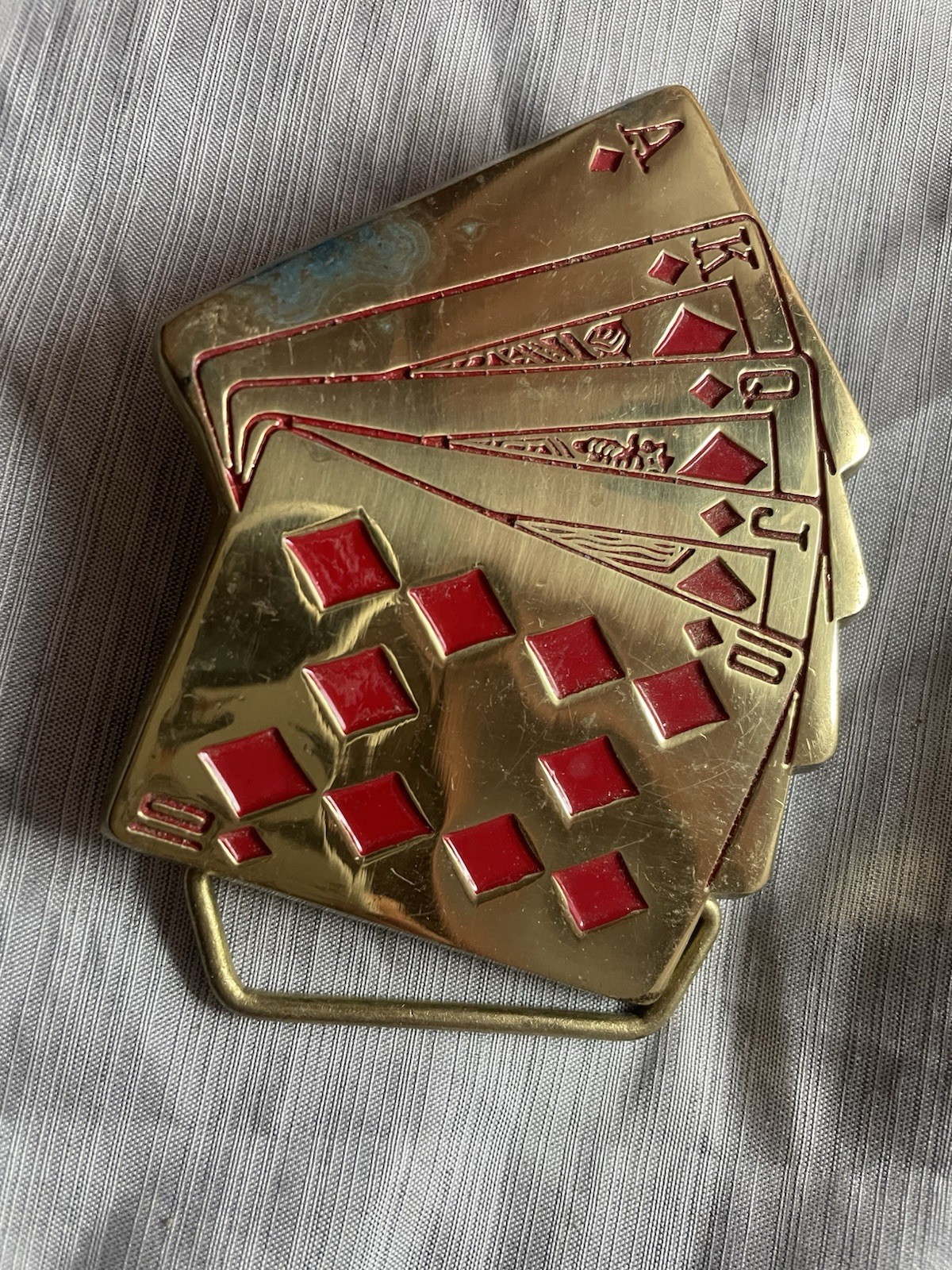 Vintage Baron 5937 Solid Brass Royal Flush Playing Cards Belt Buckle