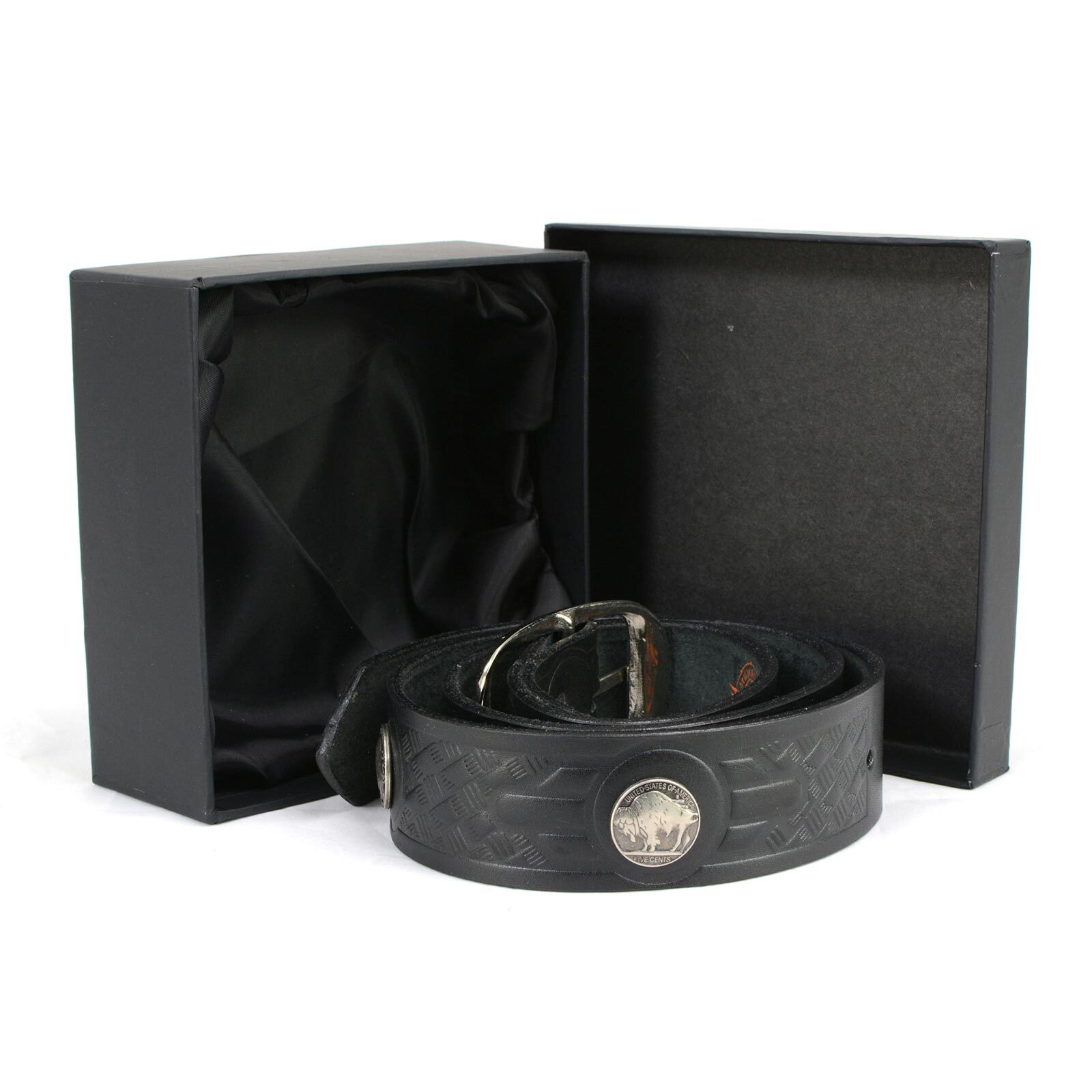 Milwaukee Leather 7123 Men&rsquo;s 44 MAG Black Leather Belt w/ Interchangeable Buckle
