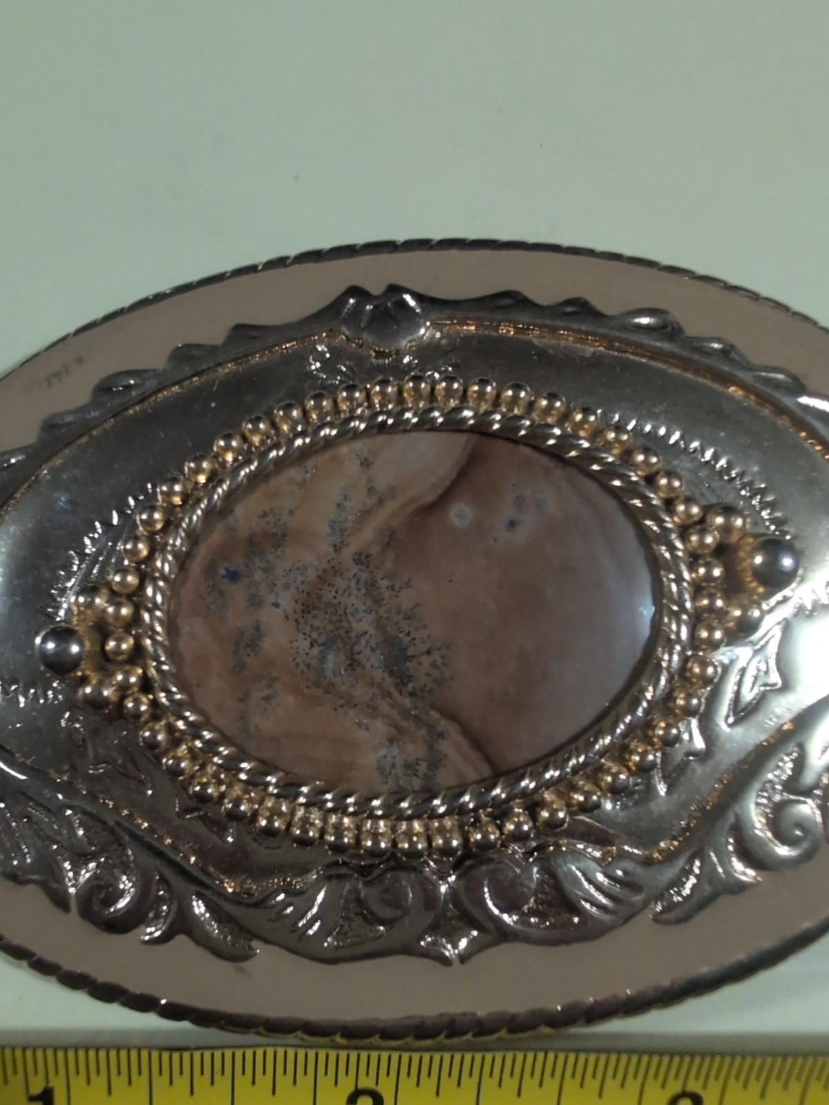 Western Belt Buckle Brass Handmade Mexican Crazy Lace