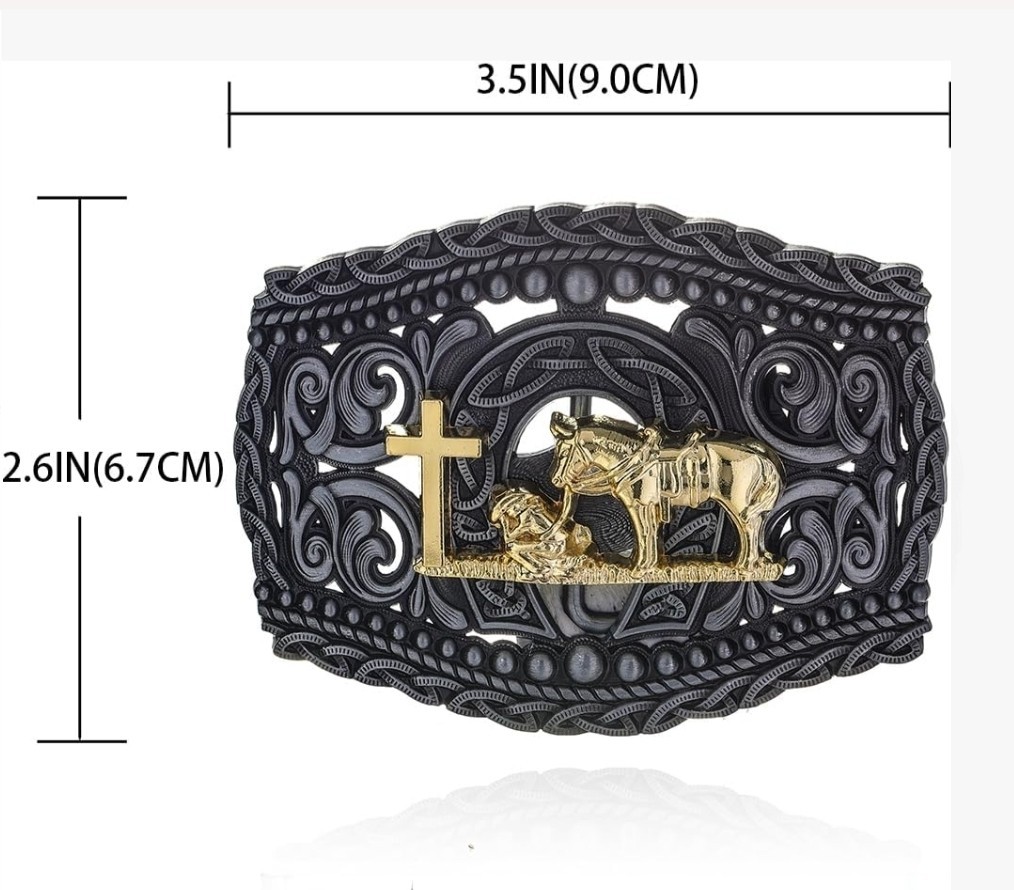 Western Cowboy Belt Buckle for Men Praying Cowboy Cross Religious Faith