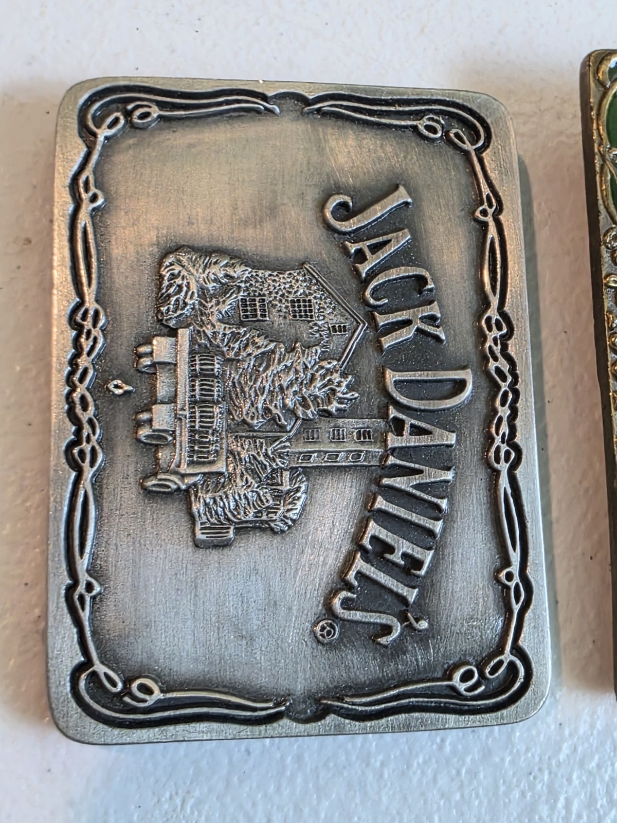 Lot of 2 Jack Daniel&rsquo;s Belt Buckles Lynchburg TN Distillery 1994 & 2006 JD Brass
