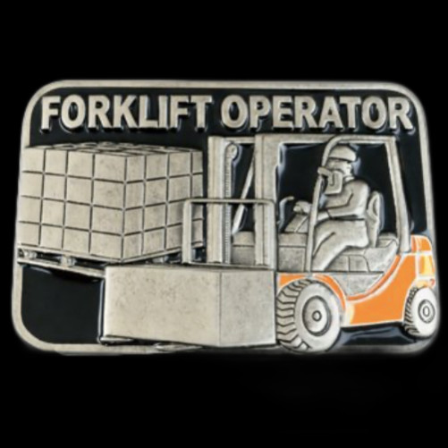 FORKLIFT OPERATOR WAREHOUSE FORK LIFT OCCUPATIONAL BELT BUCKLE