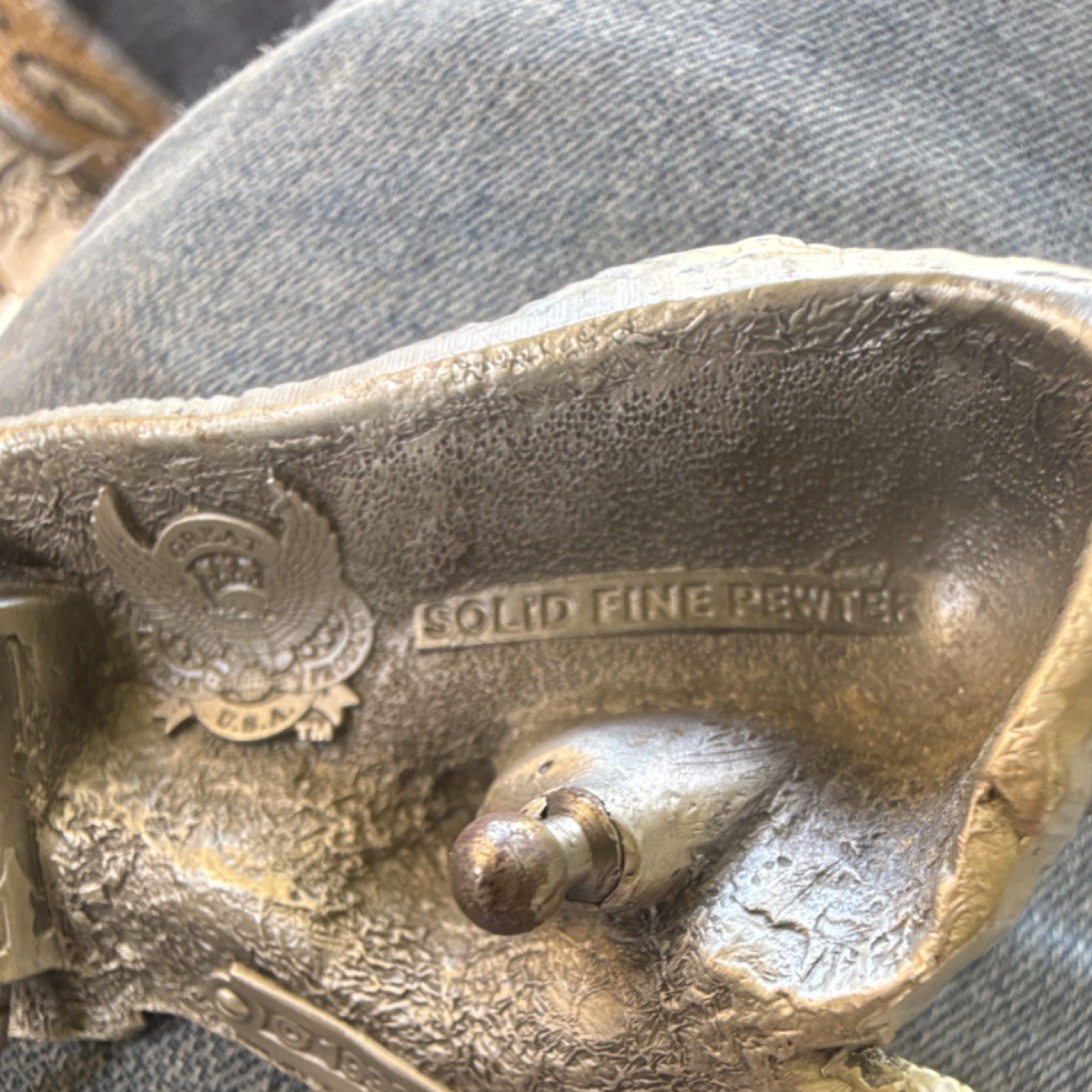 GAP Vintage Solid Fine Pewter Lizard Belt Buckle Silver 1.5in Fit MPN 4422